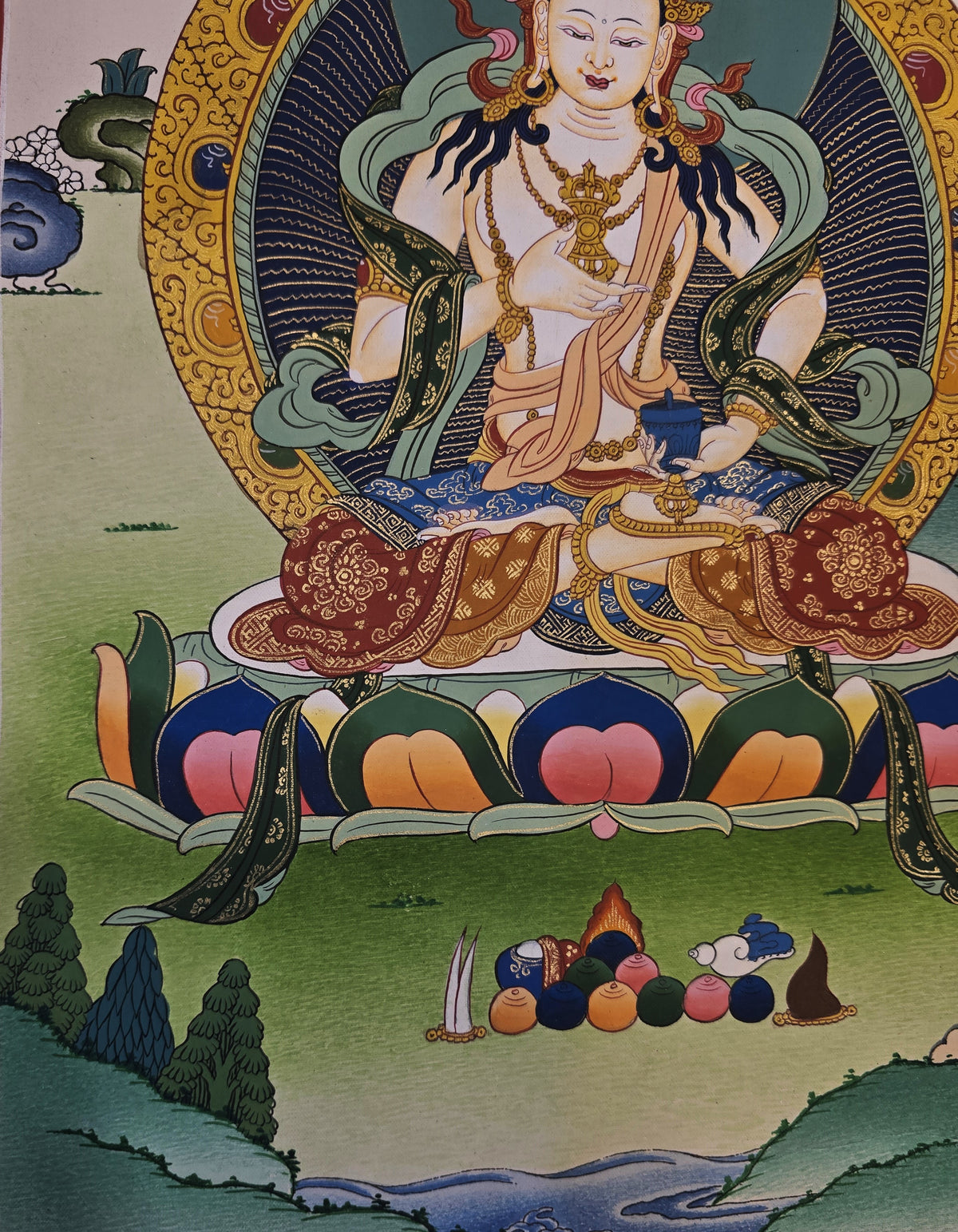 Vajrasattva Thangka – Hand-Painted Tibetan Buddhist Art | Meditation & Protection Wall Decor