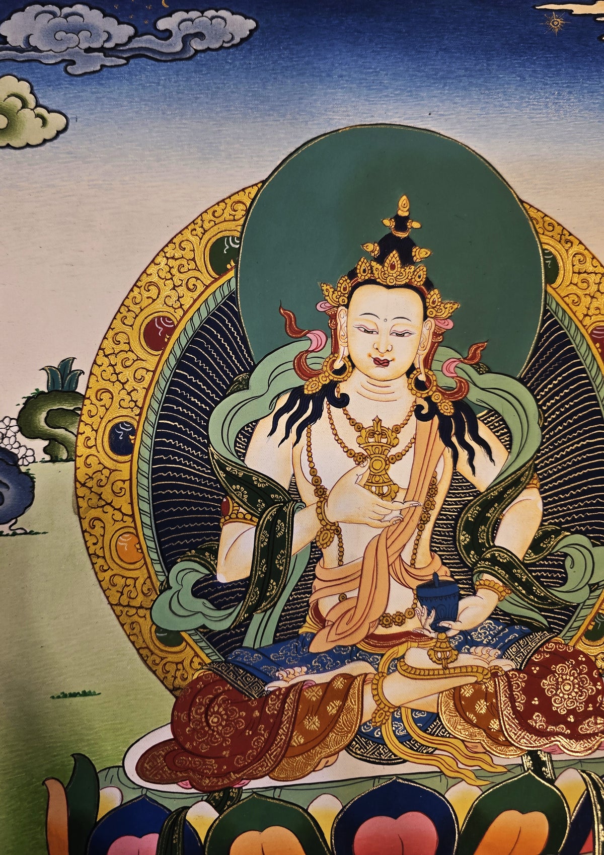 Vajrasattva Thangka – Hand-Painted Tibetan Buddhist Art | Meditation & Protection Wall Decor