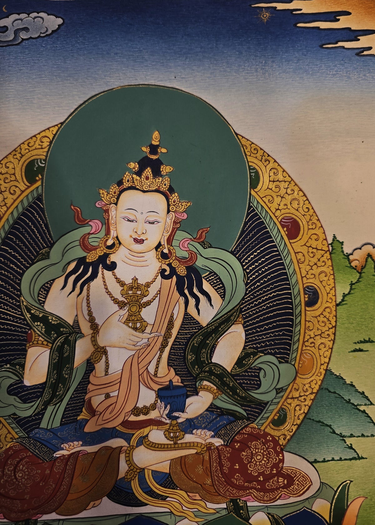 Vajrasattva Thangka – Hand-Painted Tibetan Buddhist Art | Meditation & Protection Wall Decor