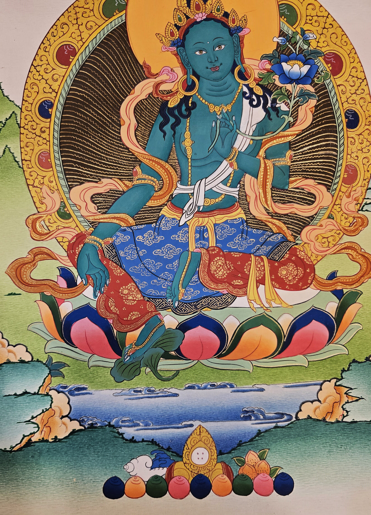 Green Tara Thangka – Hand-Painted Tibetan Buddhist Art | Meditation & Protection Wall Decor