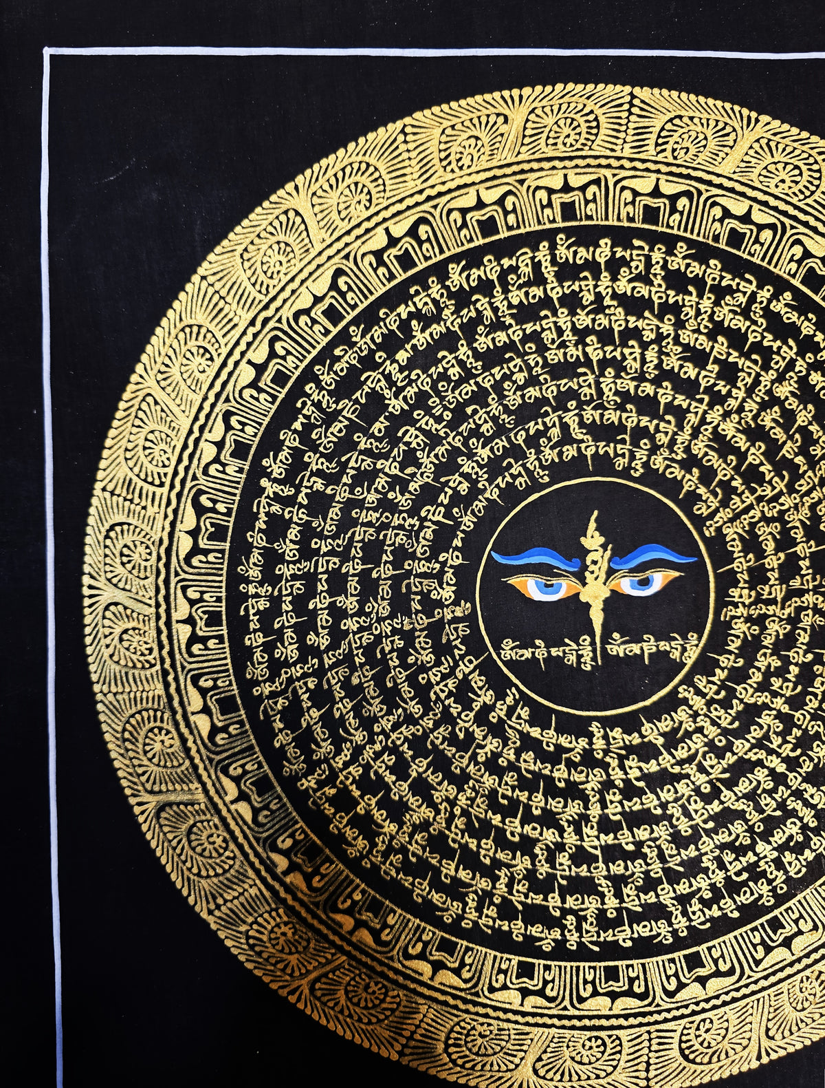 Buddha Eye Om Mantra Hand-Painted Om Mantra Mandala Thangka