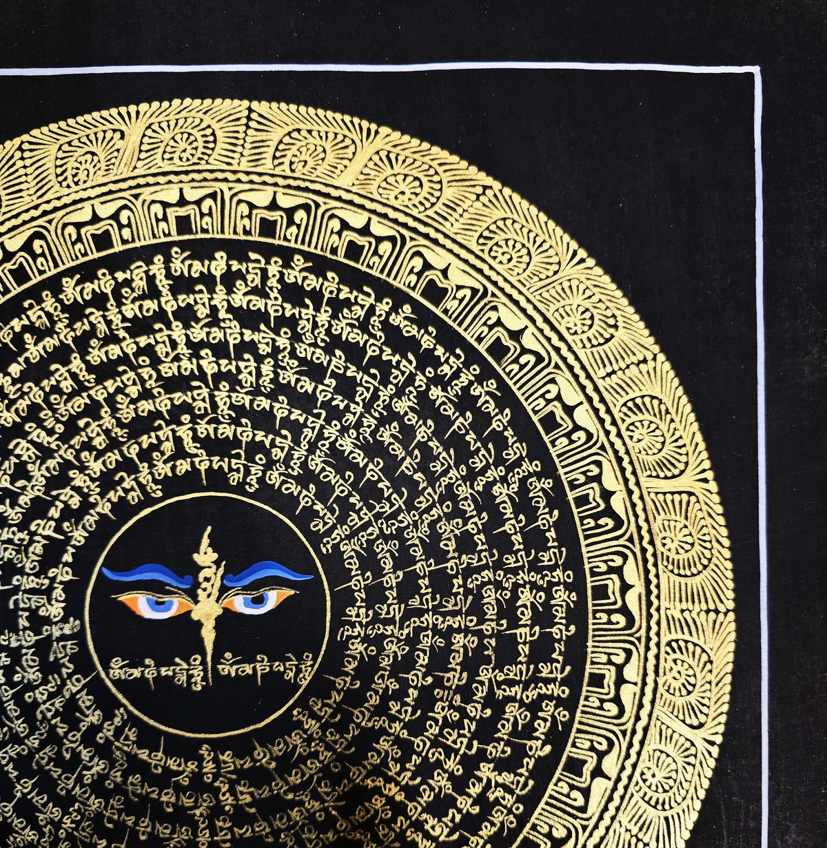 Buddha Eye Om Mantra Hand-Painted Om Mantra Mandala Thangka