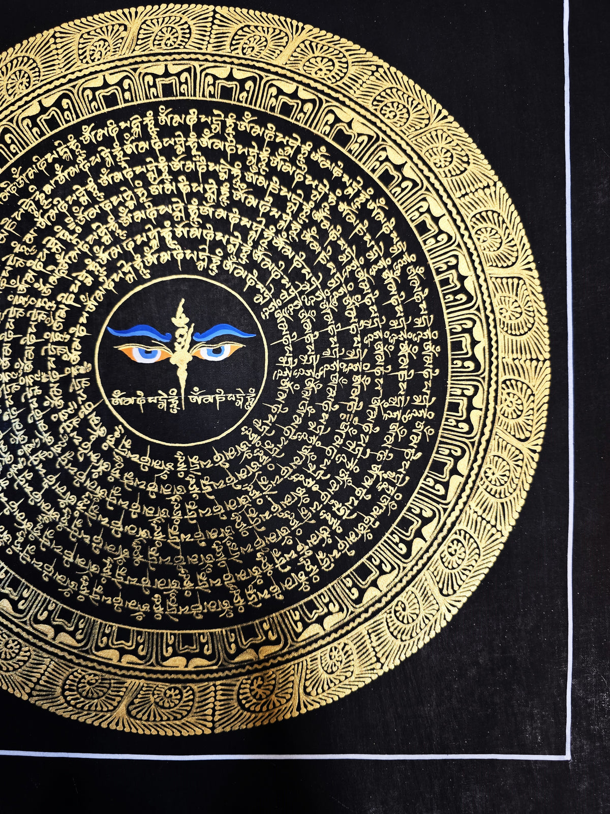 Buddha Eye Om Mantra Hand-Painted Om Mantra Mandala Thangka