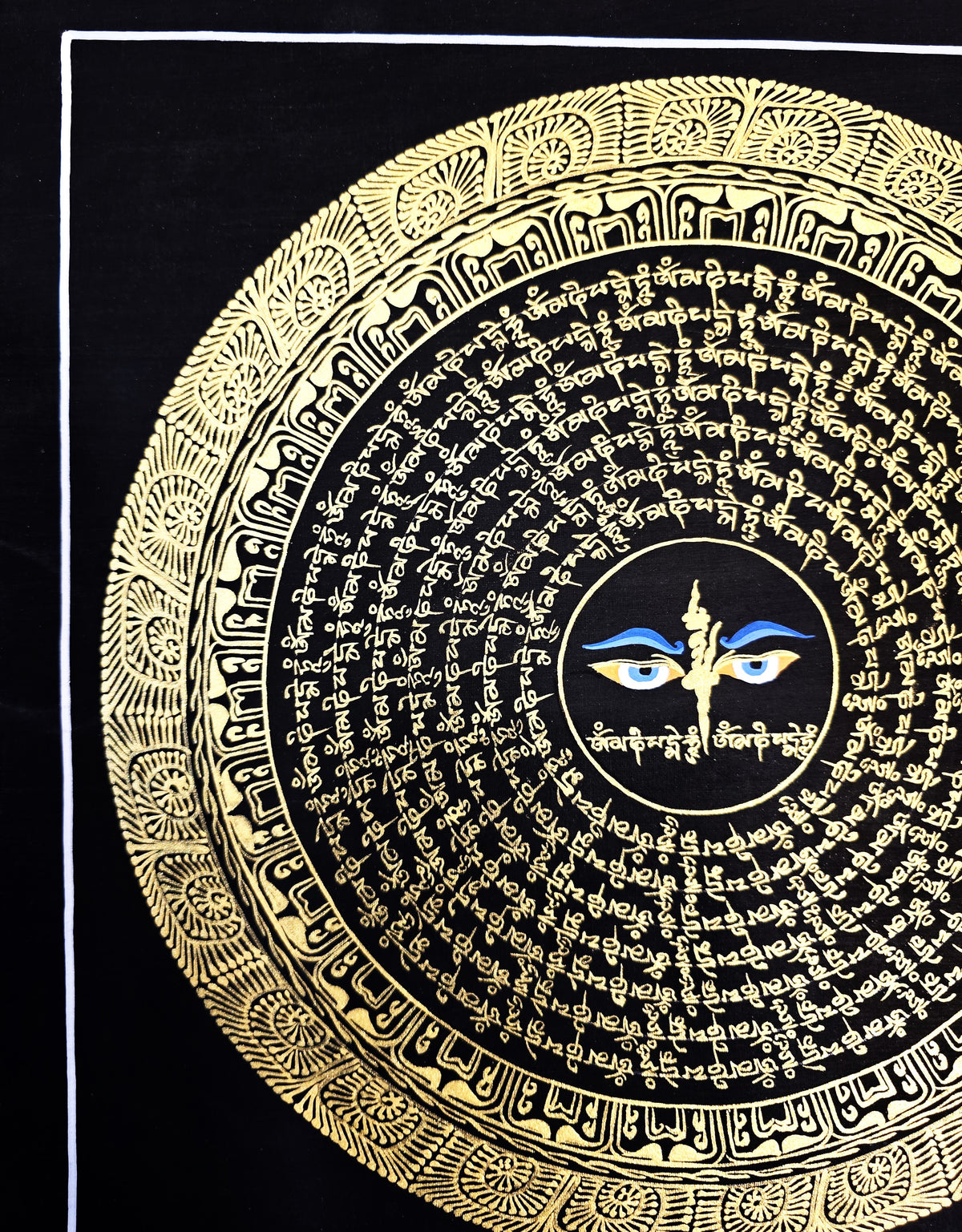 Buddha Eye Om Mantra Hand-Painted Om Mantra Mandala Thangka