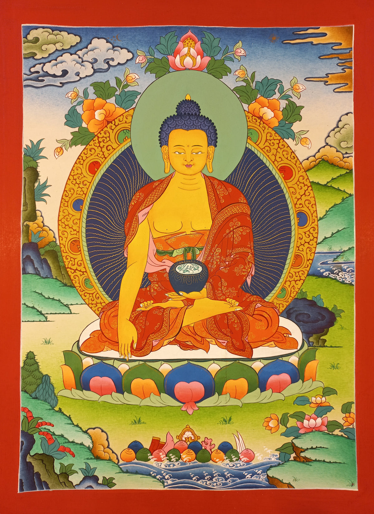 Shakyamuni Buddha Thangka – Hand-Painted Tibetan Buddhist Art | Meditation, Wisdom & Peace Wall Decor