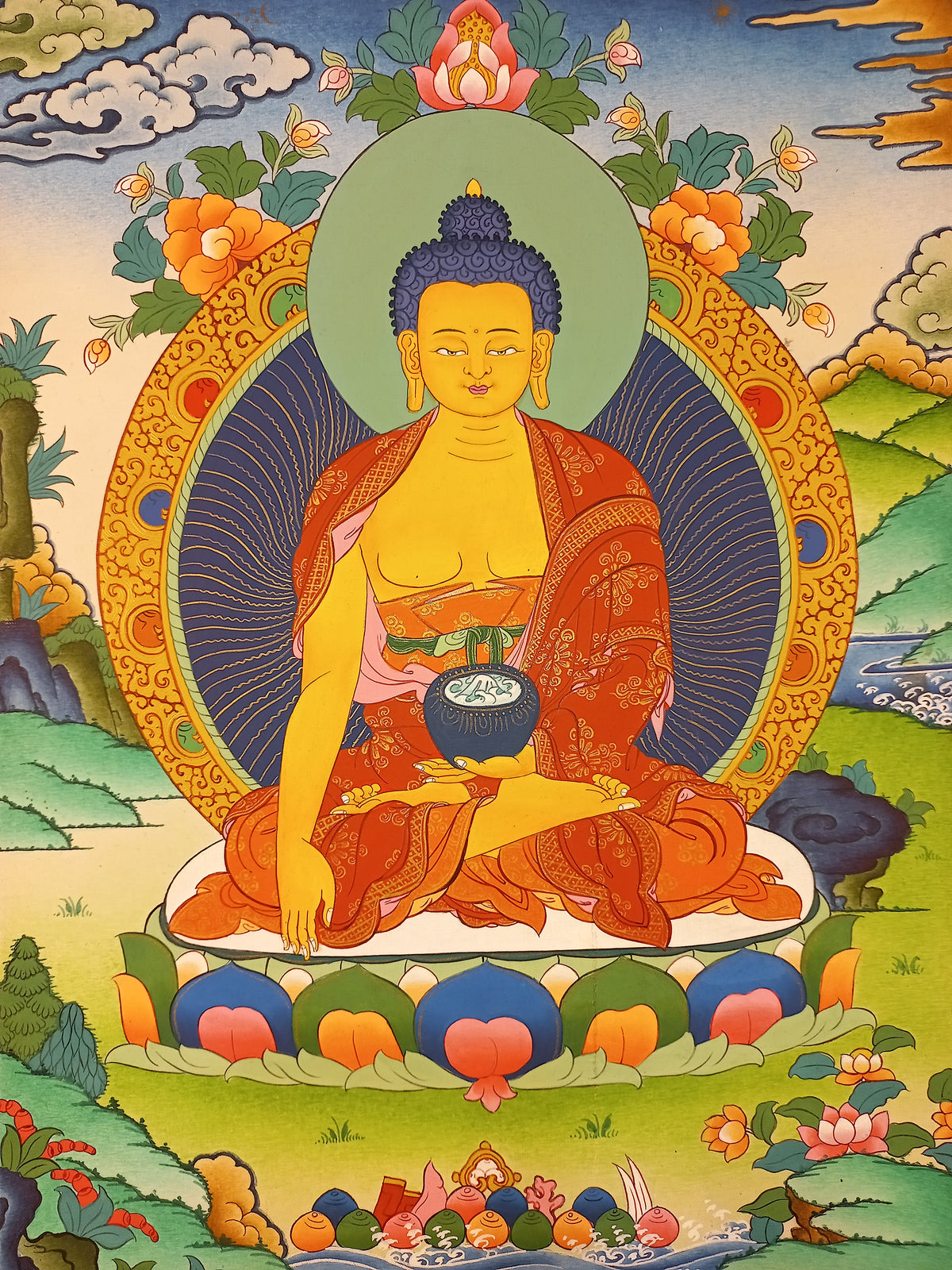 Shakyamuni Buddha Thangka – Hand-Painted Tibetan Buddhist Art | Meditation, Wisdom & Peace Wall Decor