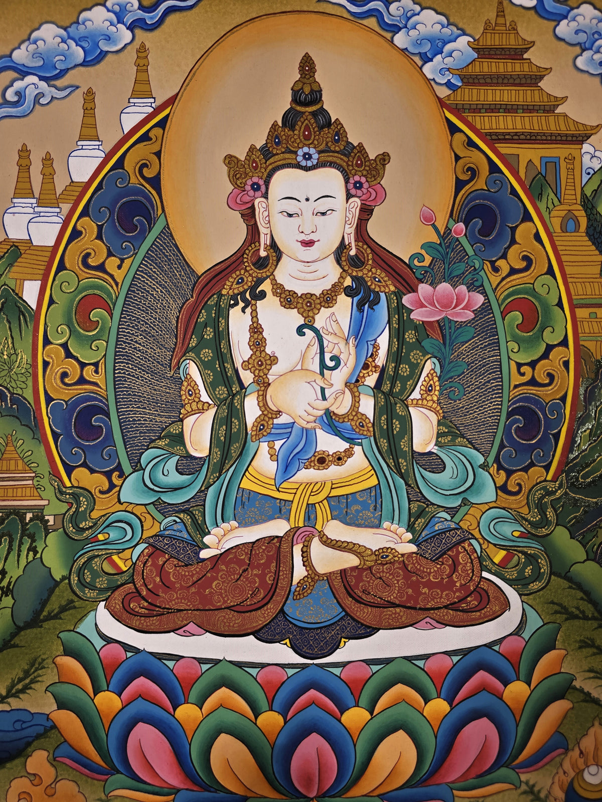 Samantabhadra Bodhisattva Thangka – Hand-Painted Tibetan Buddhist Art | Meditation & Protection Wall Decor