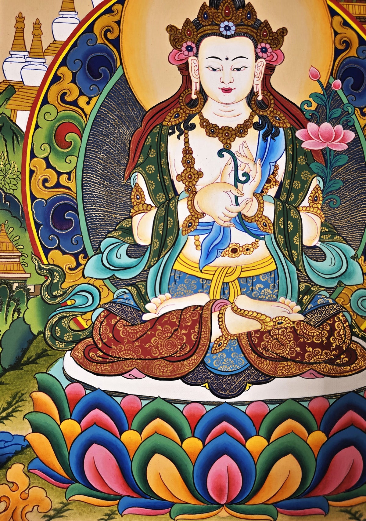 Samantabhadra Bodhisattva Thangka – Hand-Painted Tibetan Buddhist Art | Meditation & Protection Wall Decor
