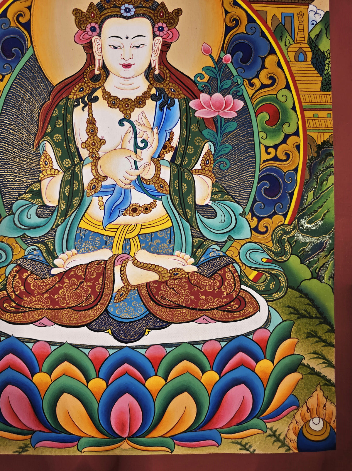 Samantabhadra Bodhisattva Thangka – Hand-Painted Tibetan Buddhist Art | Meditation & Protection Wall Decor