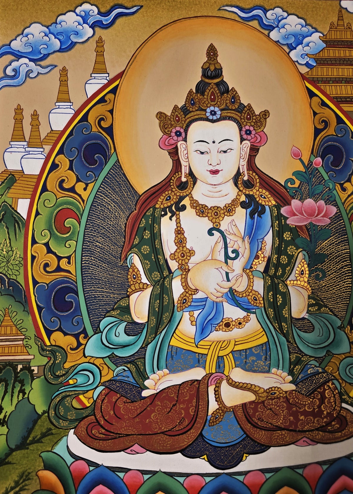 Samantabhadra Bodhisattva Thangka – Hand-Painted Tibetan Buddhist Art | Meditation & Protection Wall Decor