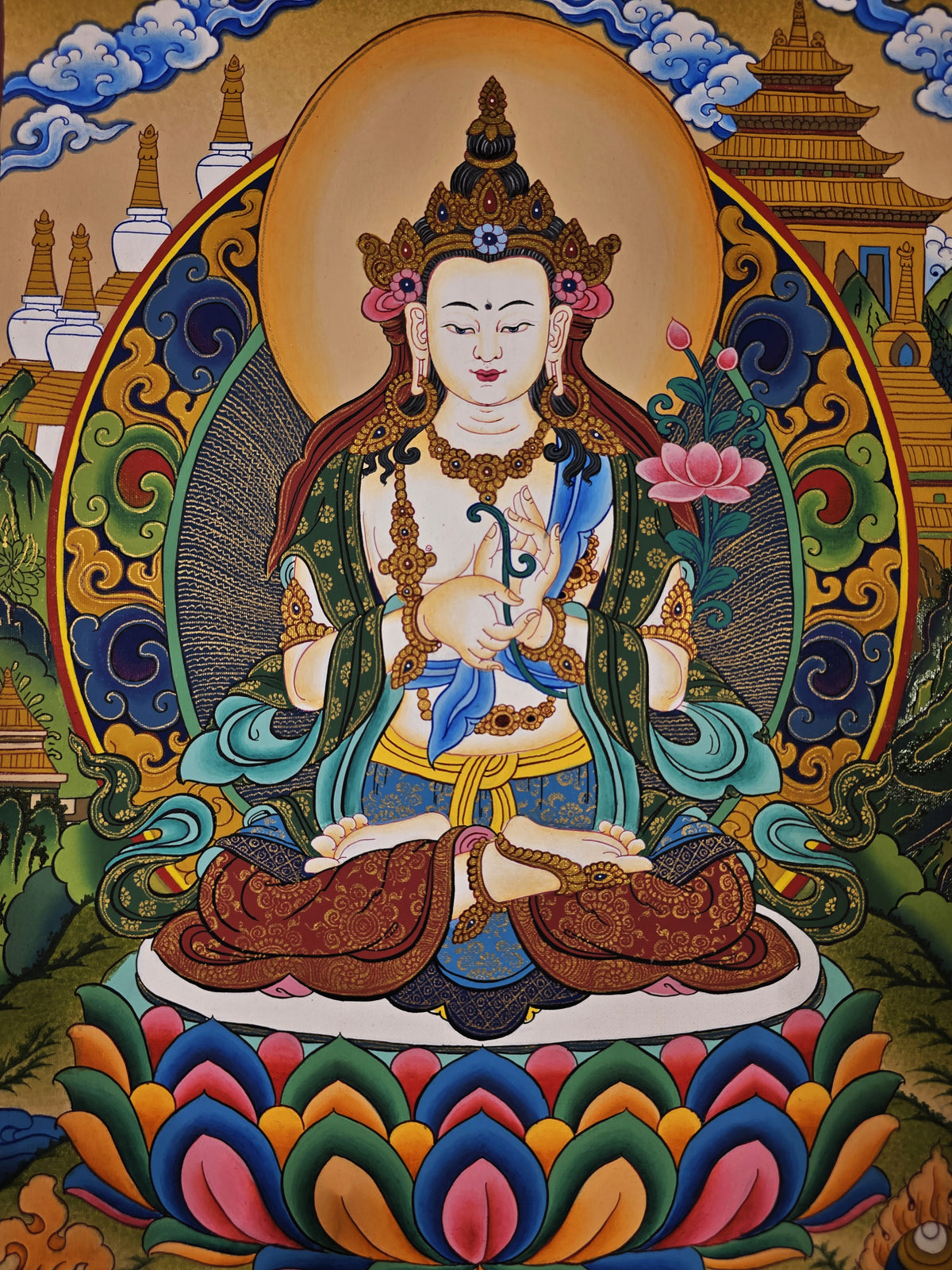 Samantabhadra Bodhisattva Thangka – Hand-Painted Tibetan Buddhist Art | Meditation & Protection Wall Decor