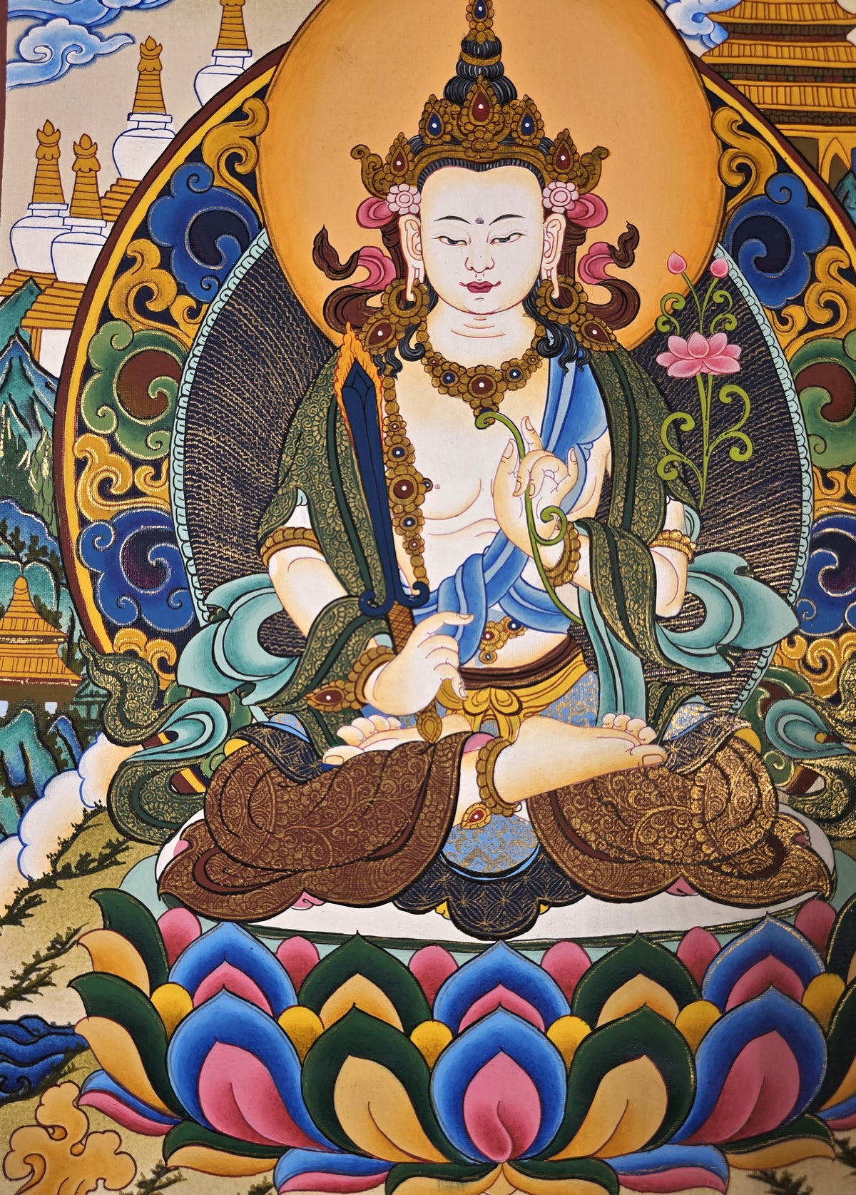 Samantabhadra Bodhisattva Thangka – Hand-Painted Tibetan Buddhist Art | Meditation & Protection Wall Decor