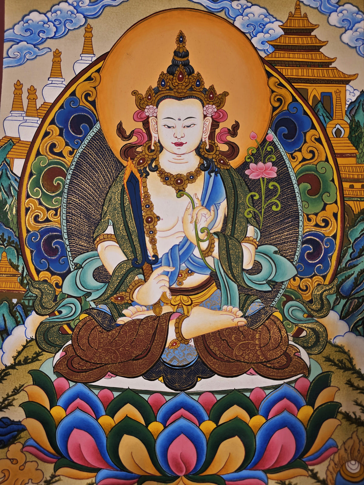 Samantabhadra Bodhisattva Thangka – Hand-Painted Tibetan Buddhist Art | Meditation & Protection Wall Decor