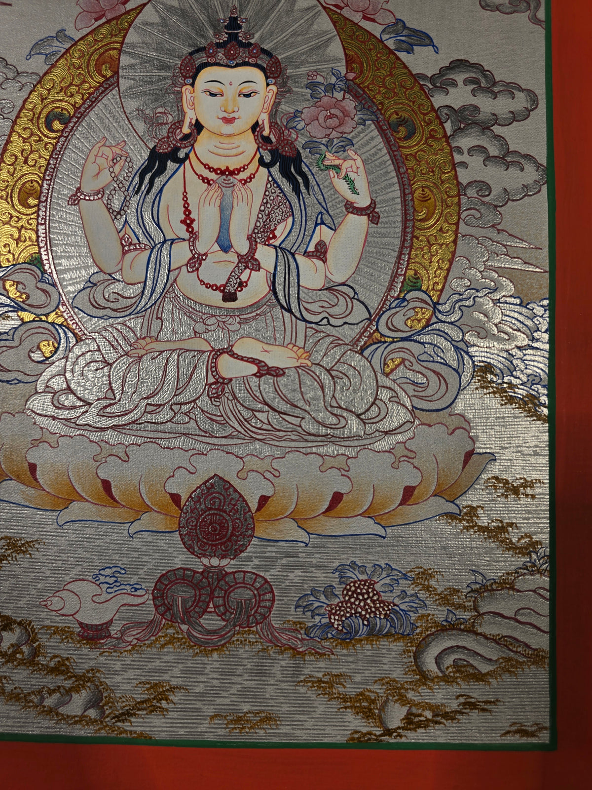 Chenrezig Thangka – Hand-Painted Tibetan Buddhist Art | Meditation & Protection Wall Decor
