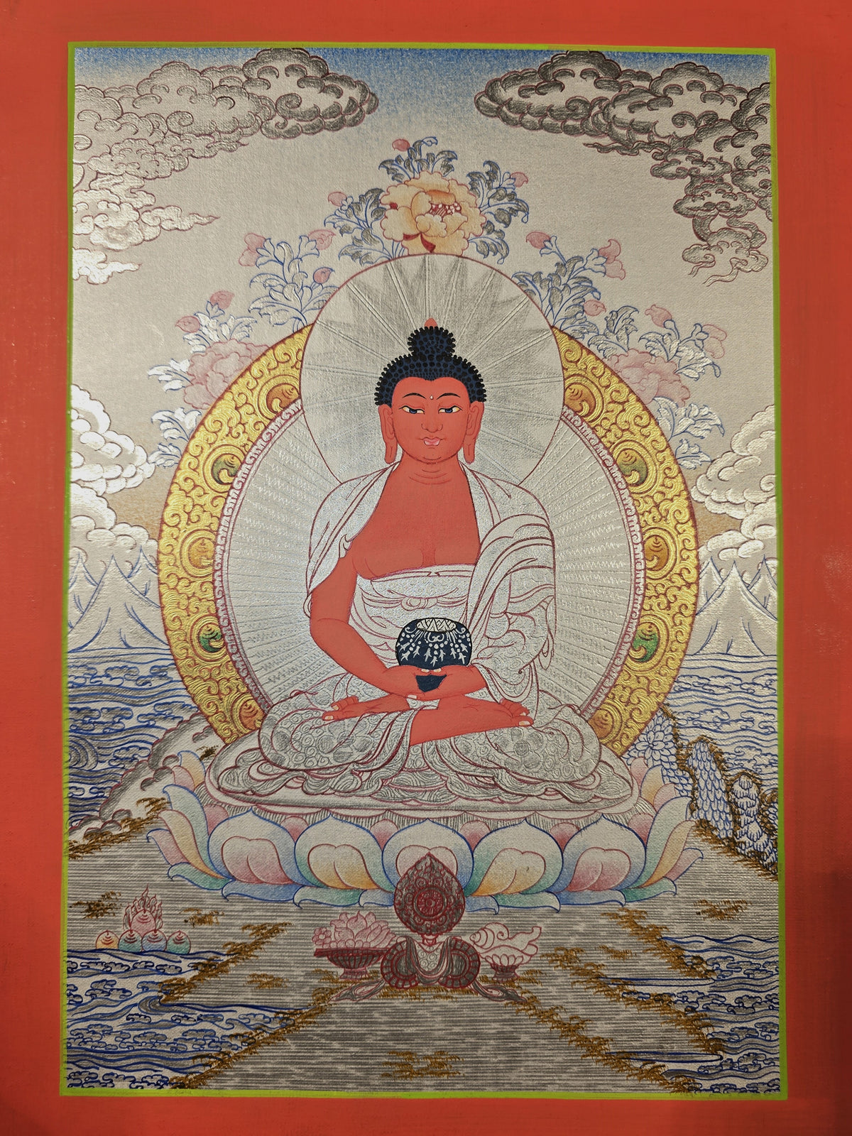 Amitabha Buddha Thangka Hand-Painted Tibetan Buddhist Art | Compassion, Pure Land & Meditation Wall Decor