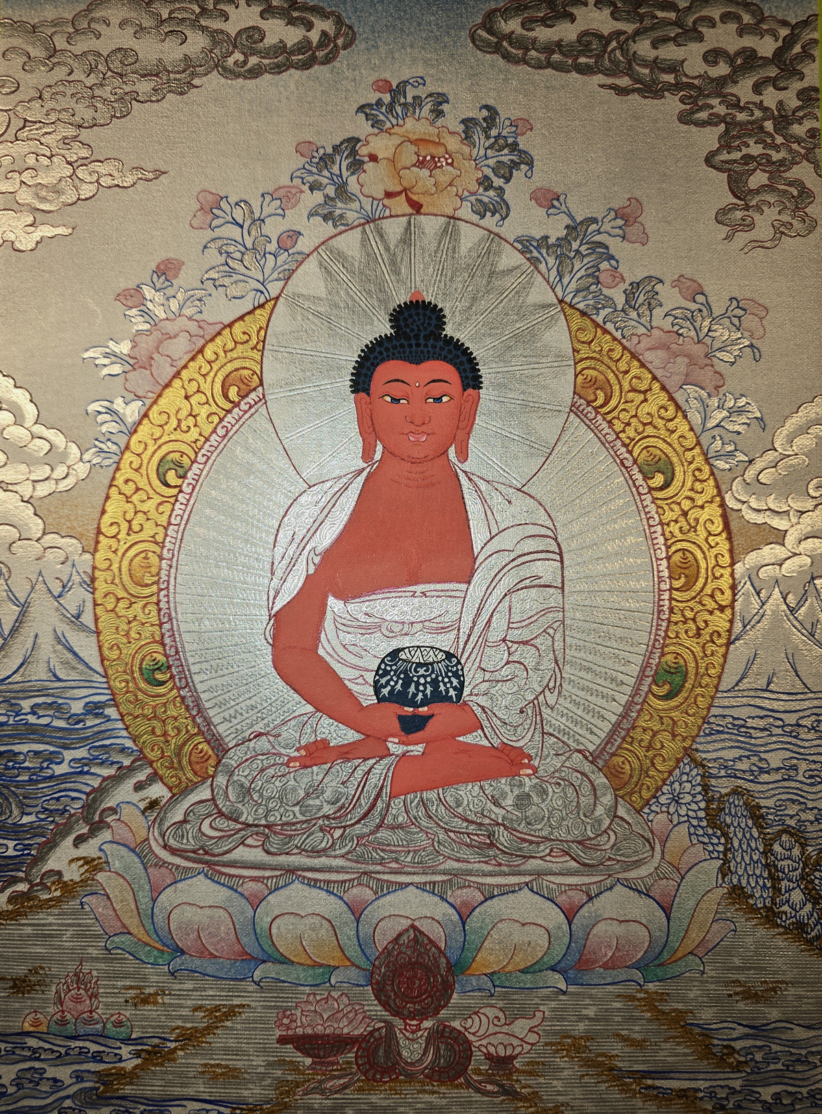 Amitabha Buddha Thangka Hand-Painted Tibetan Buddhist Art | Compassion, Pure Land & Meditation Wall Decor