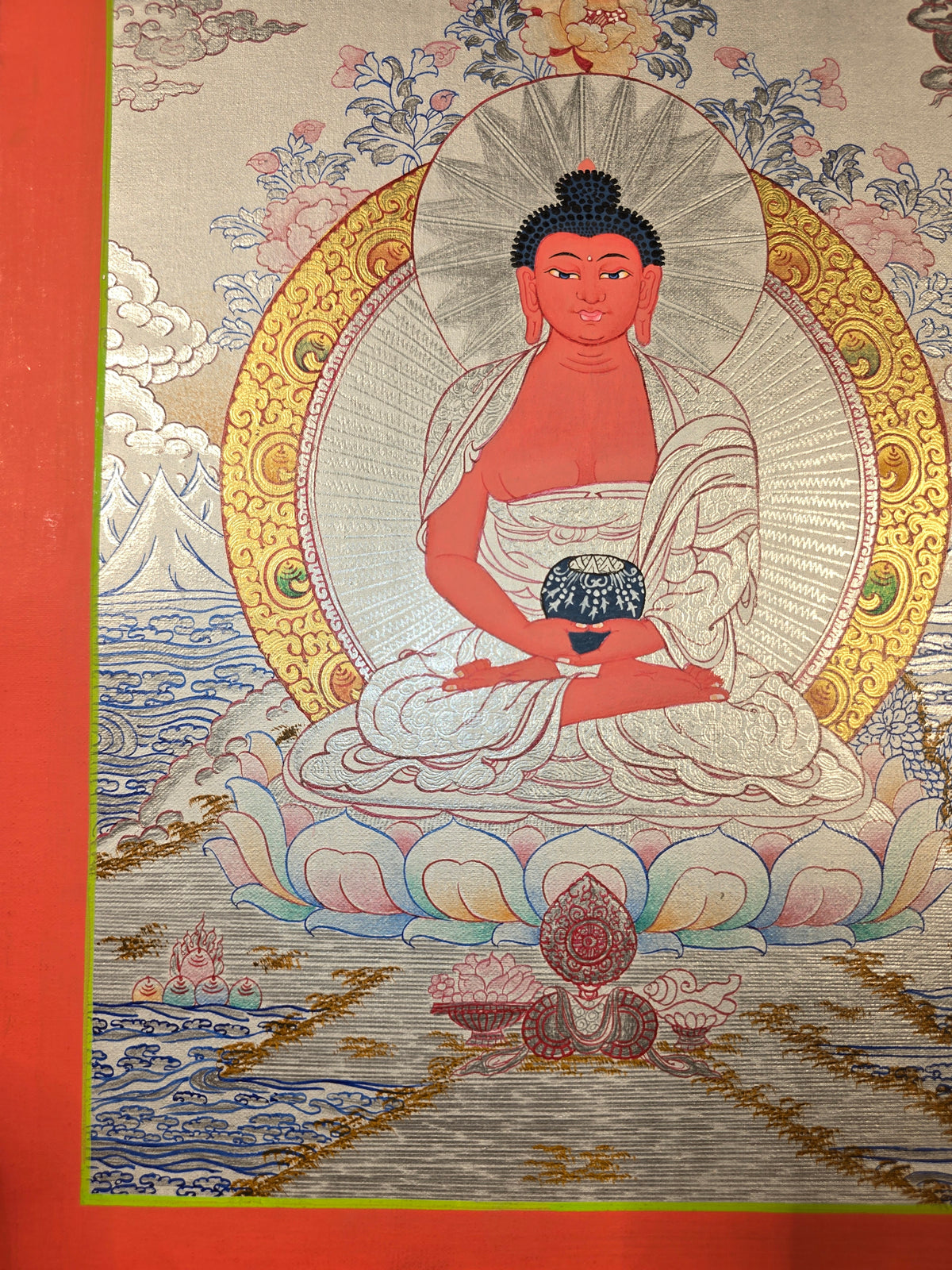 Amitabha Buddha Thangka Hand-Painted Tibetan Buddhist Art | Compassion, Pure Land & Meditation Wall Decor