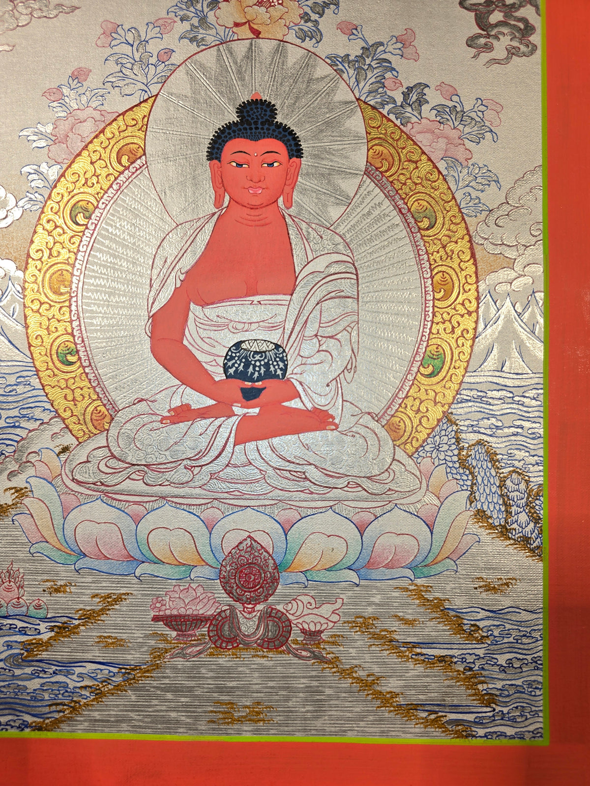 Amitabha Buddha Thangka Hand-Painted Tibetan Buddhist Art | Compassion, Pure Land & Meditation Wall Decor