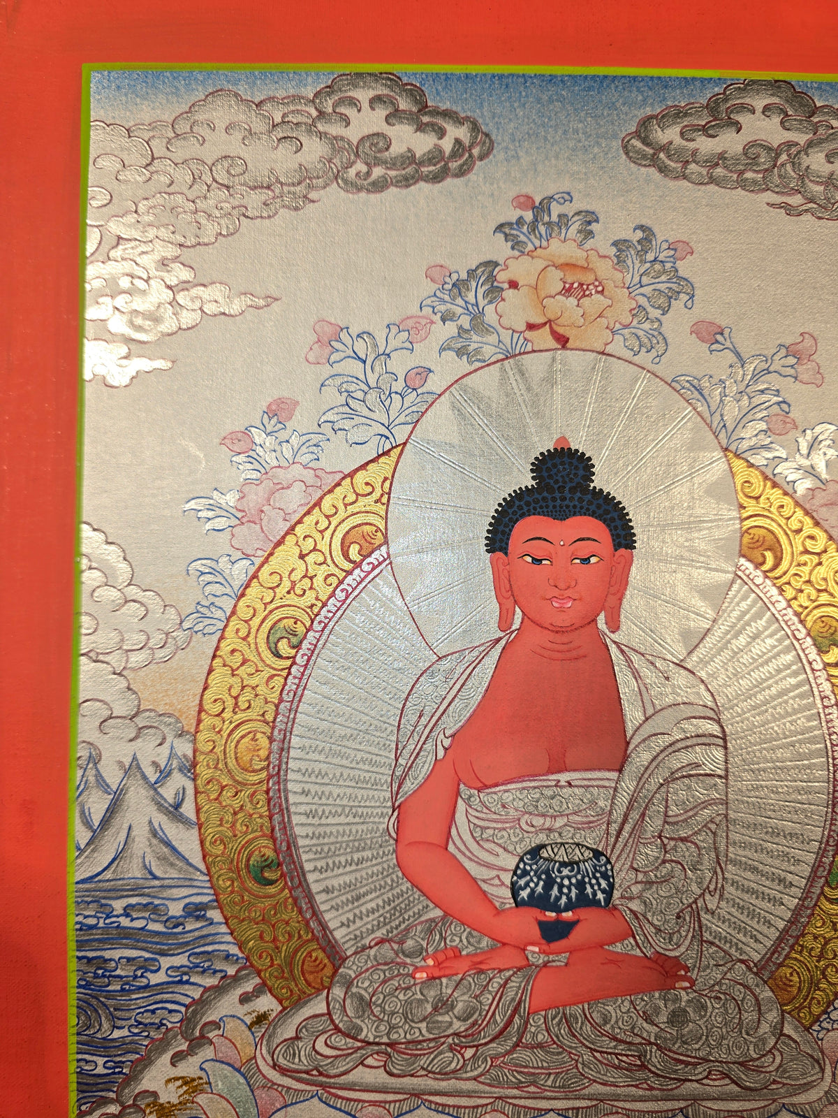 Amitabha Buddha Thangka Hand-Painted Tibetan Buddhist Art | Compassion, Pure Land & Meditation Wall Decor