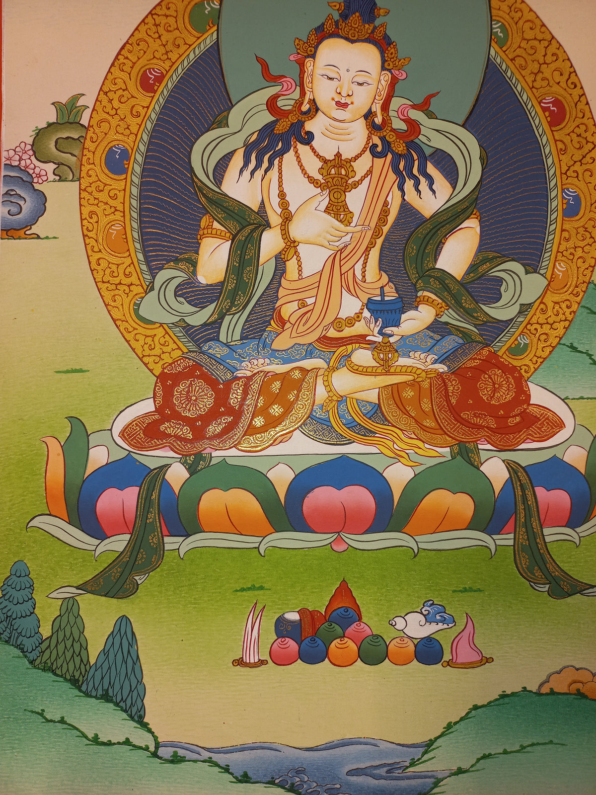 Vajrasattva Thangka – Hand-Painted Tibetan Buddhist Art | Meditation & Protection Wall Decor