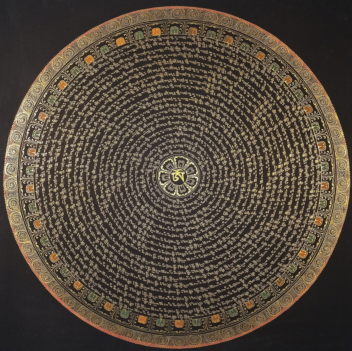 Guru Rinpoche Mantra Mandala | Hand-Painted Fine Thangka | Sacred Buddhist Art from Nepal
