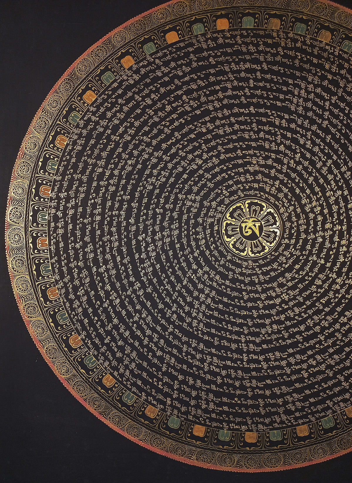 Guru Rinpoche Mantra Mandala | Hand-Painted Fine Thangka | Sacred Buddhist Art from Nepal