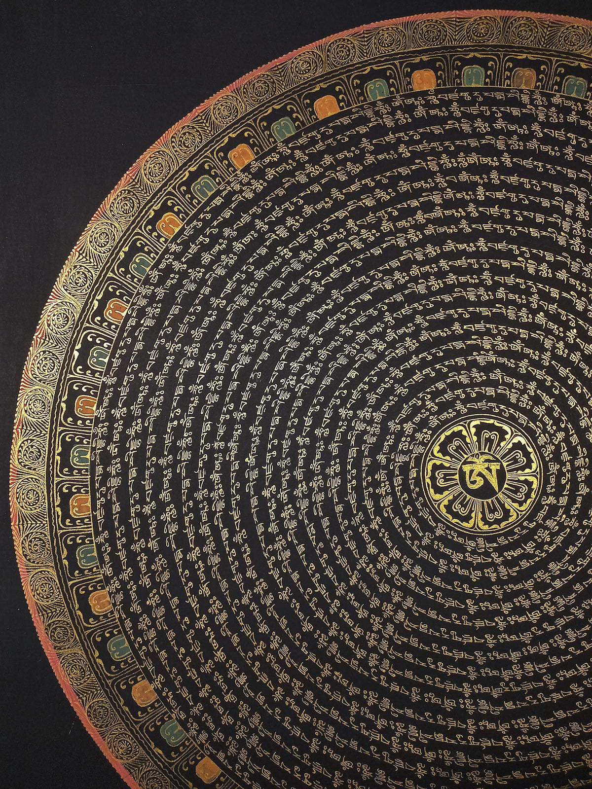 Guru Rinpoche Mantra Mandala | Hand-Painted Fine Thangka | Sacred Buddhist Art from Nepal