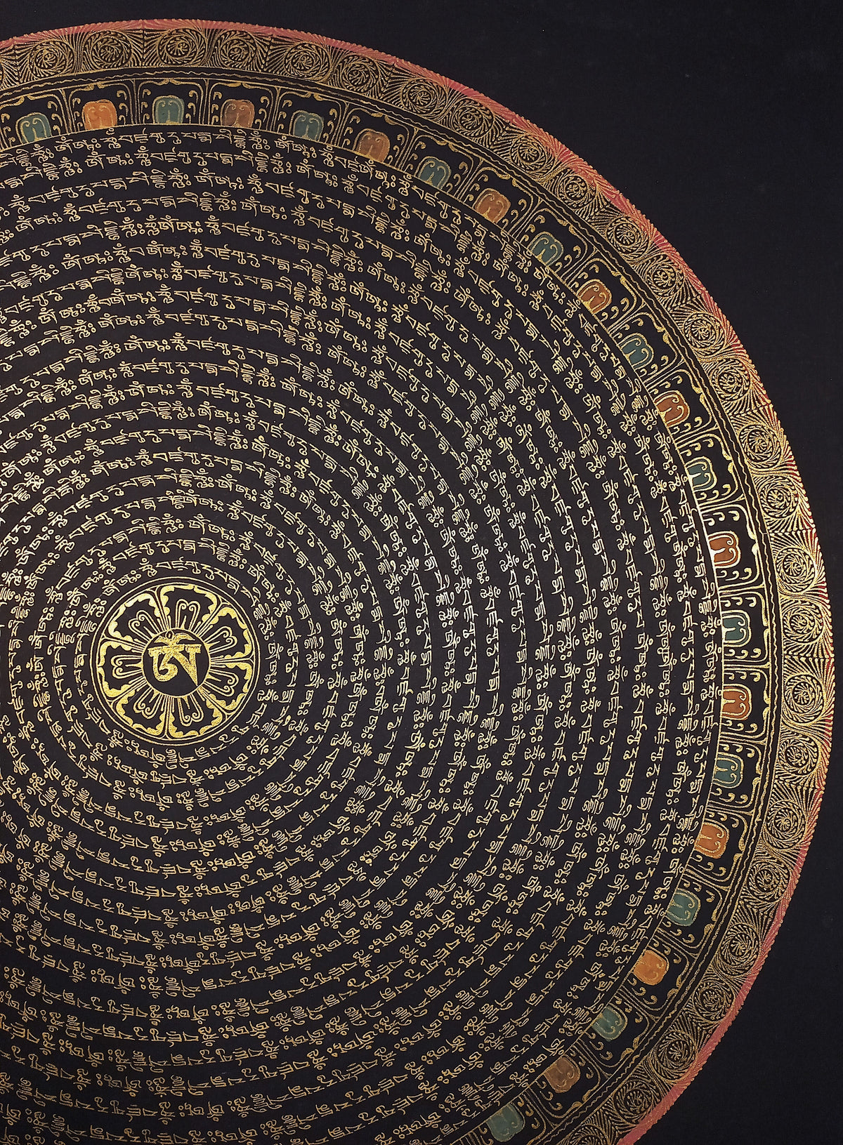Guru Rinpoche Mantra Mandala | Hand-Painted Fine Thangka | Sacred Buddhist Art from Nepal