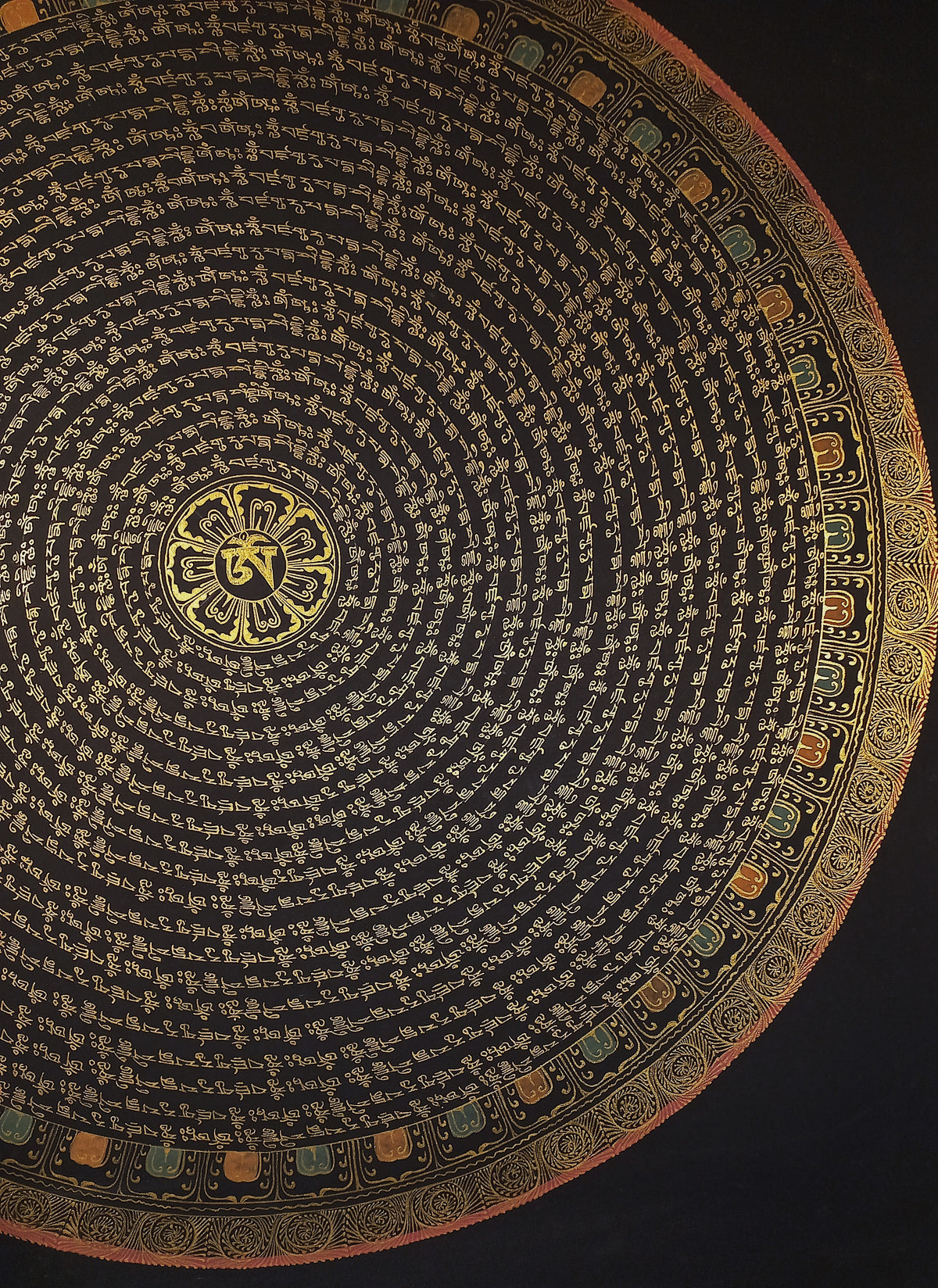 Guru Rinpoche Mantra Mandala | Hand-Painted Fine Thangka | Sacred Buddhist Art from Nepal