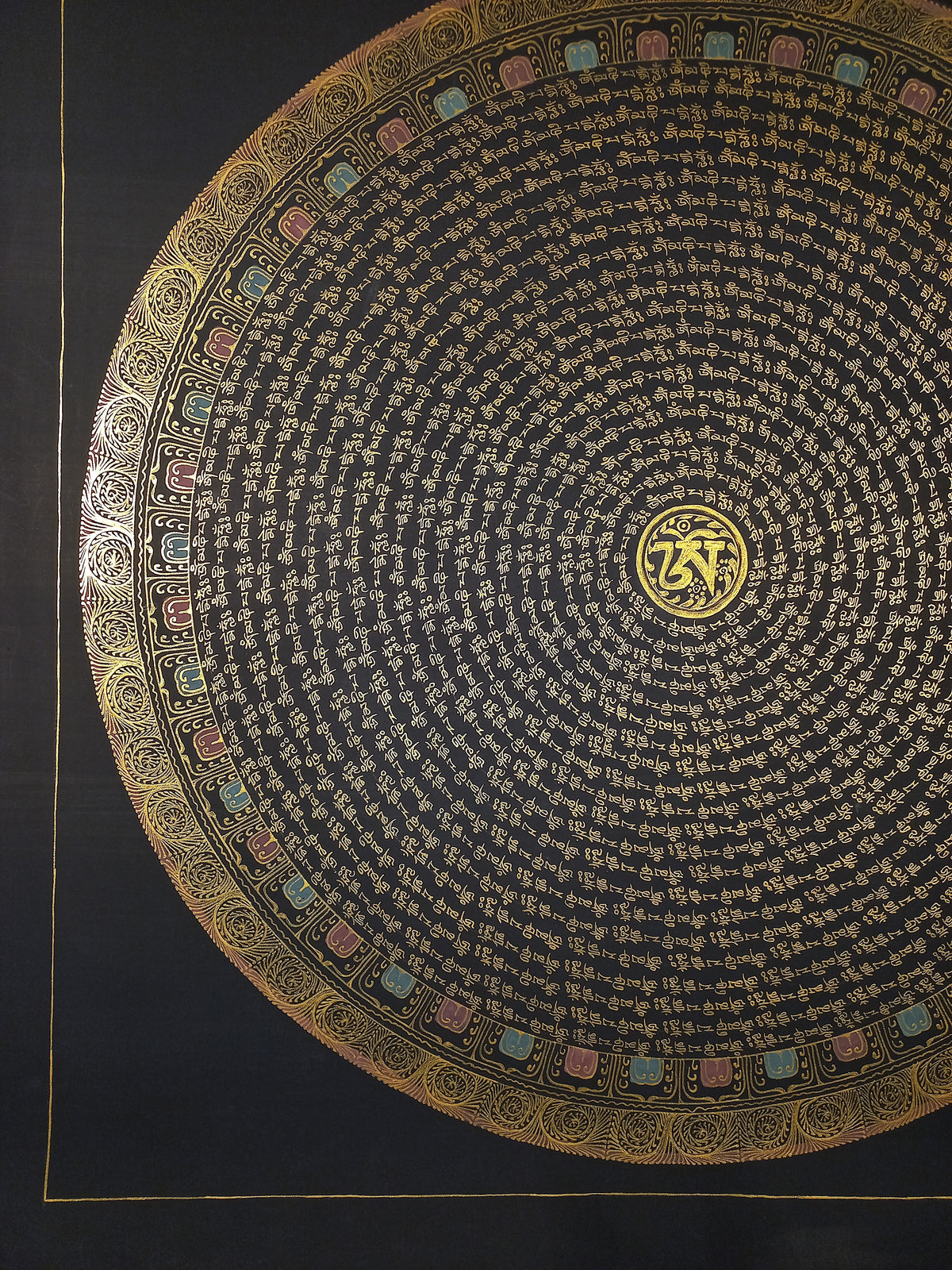 Chenrezig  Mantra Mandala | Hand-Painted Fine Thangka | Sacred Buddhist Art from Nepal