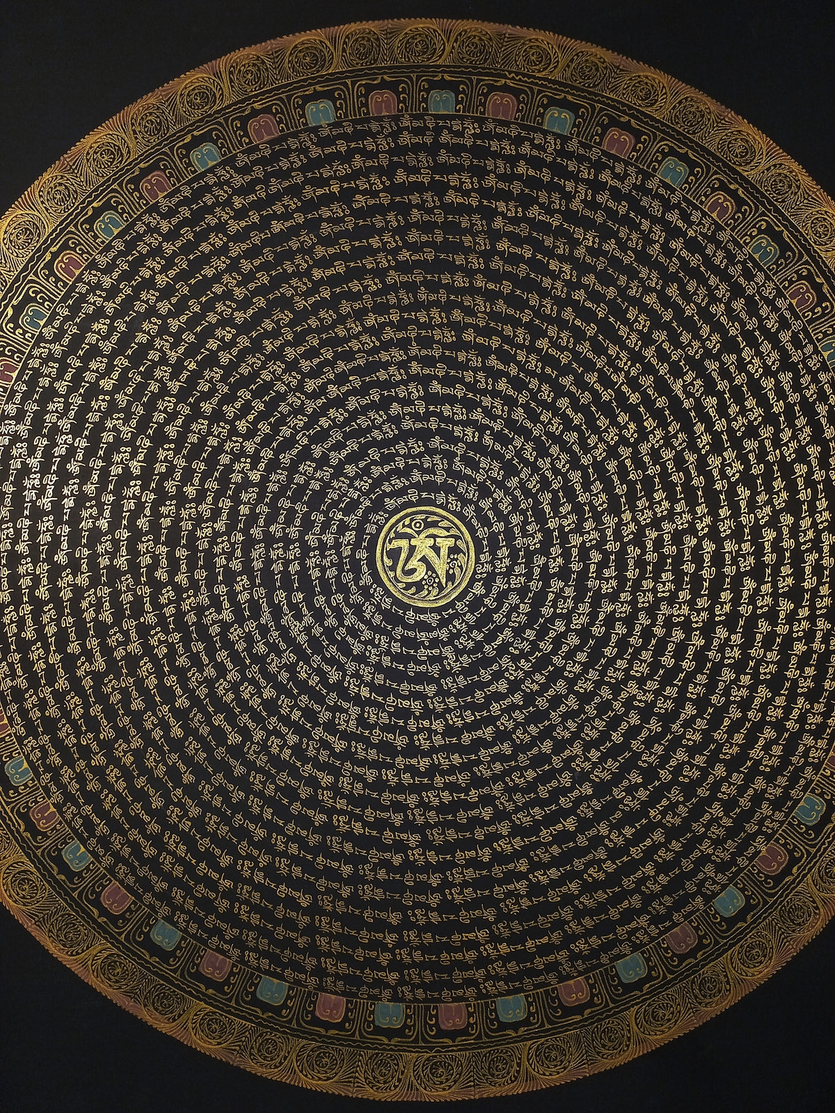 Chenrezig  Mantra Mandala | Hand-Painted Fine Thangka | Sacred Buddhist Art from Nepal
