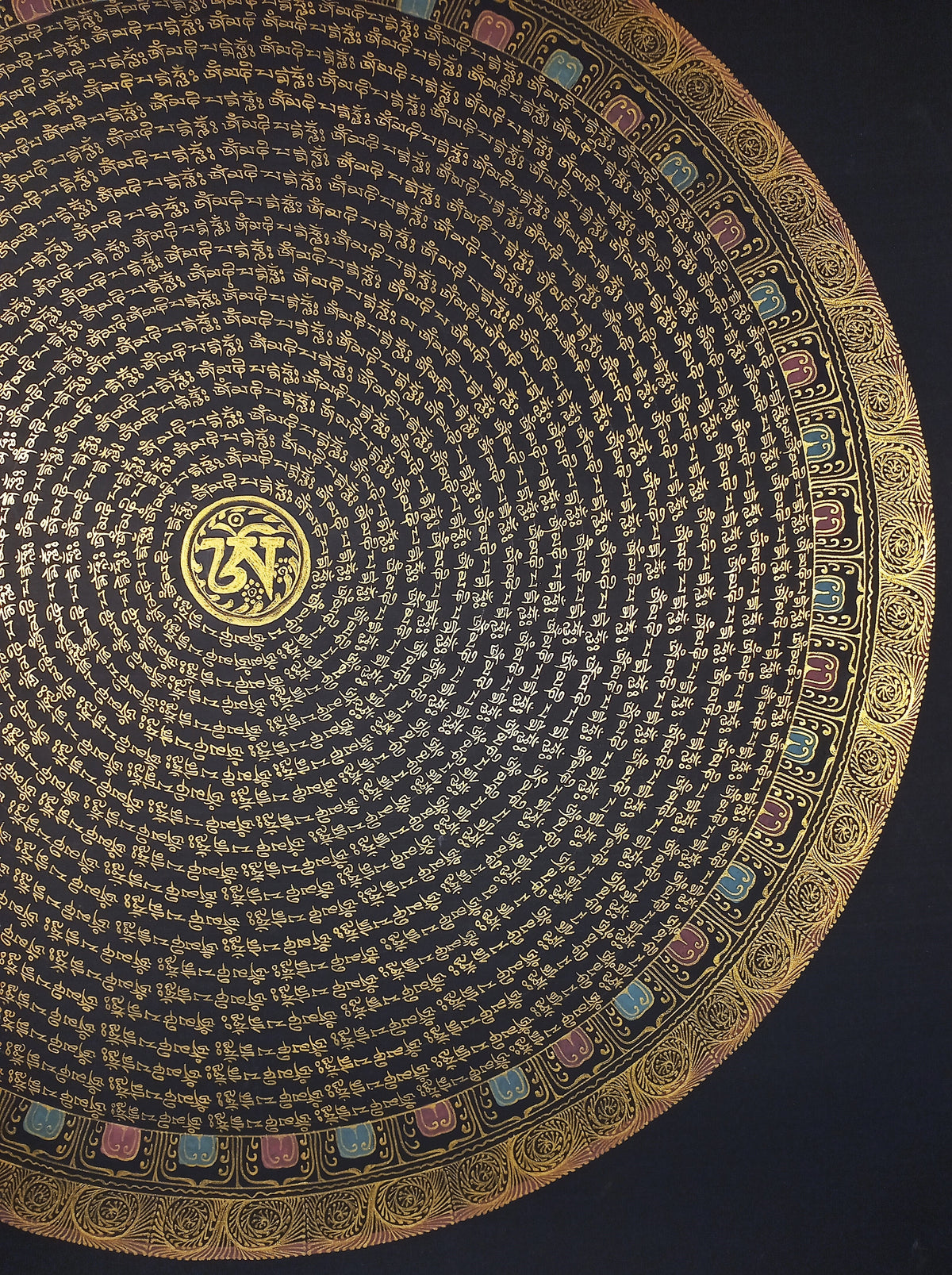 Chenrezig  Mantra Mandala | Hand-Painted Fine Thangka | Sacred Buddhist Art from Nepal
