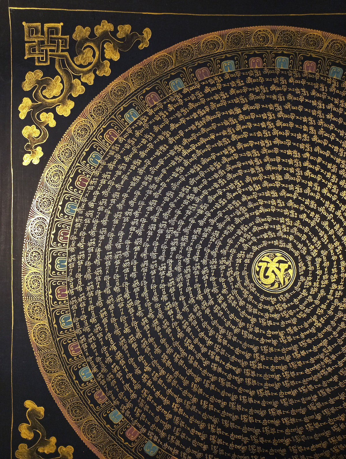 Chenrezig  Mantra Mandala | Hand-Painted Fine Thangka | Sacred Buddhist Art from Nepal