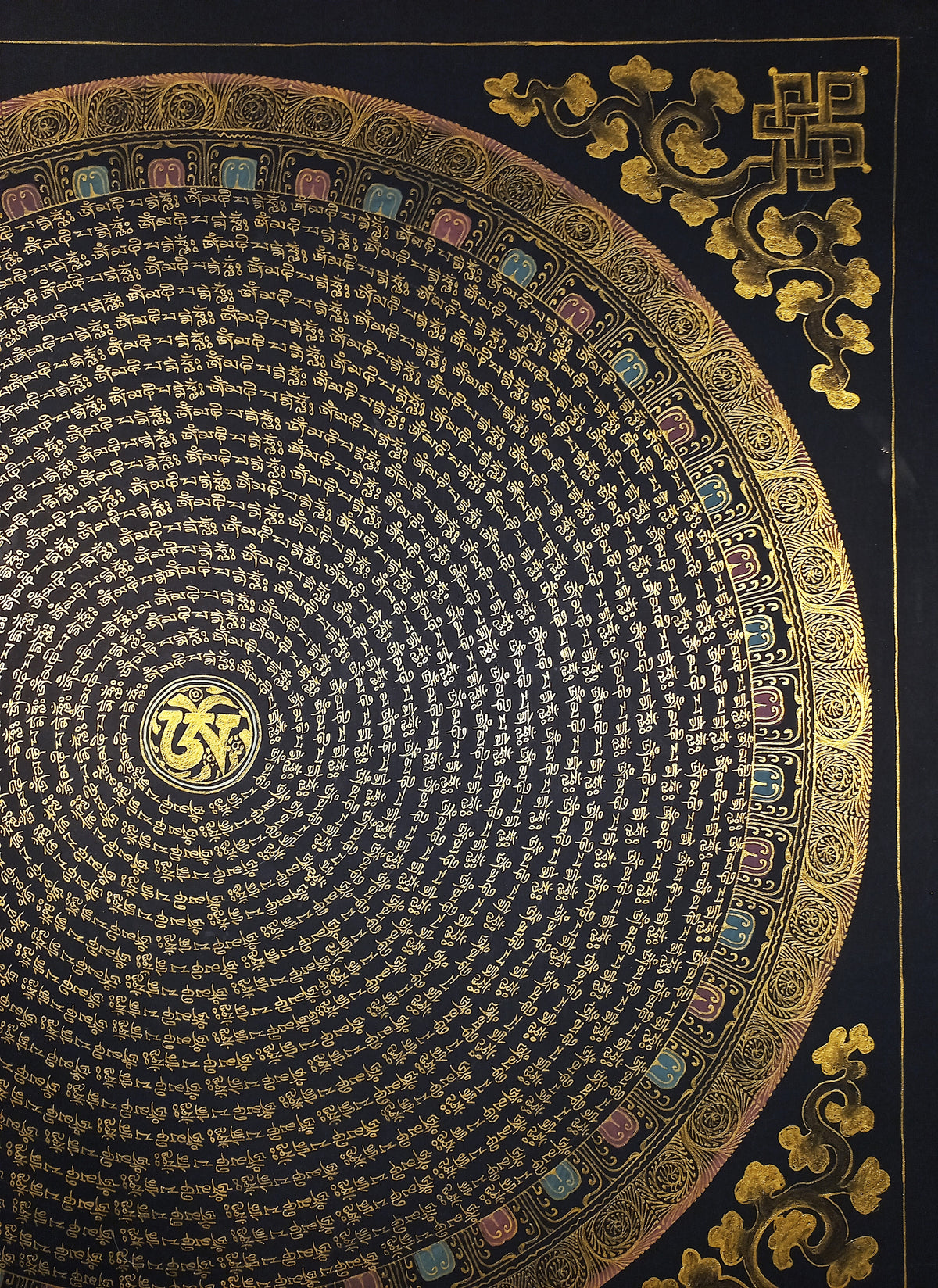 Chenrezig  Mantra Mandala | Hand-Painted Fine Thangka | Sacred Buddhist Art from Nepal