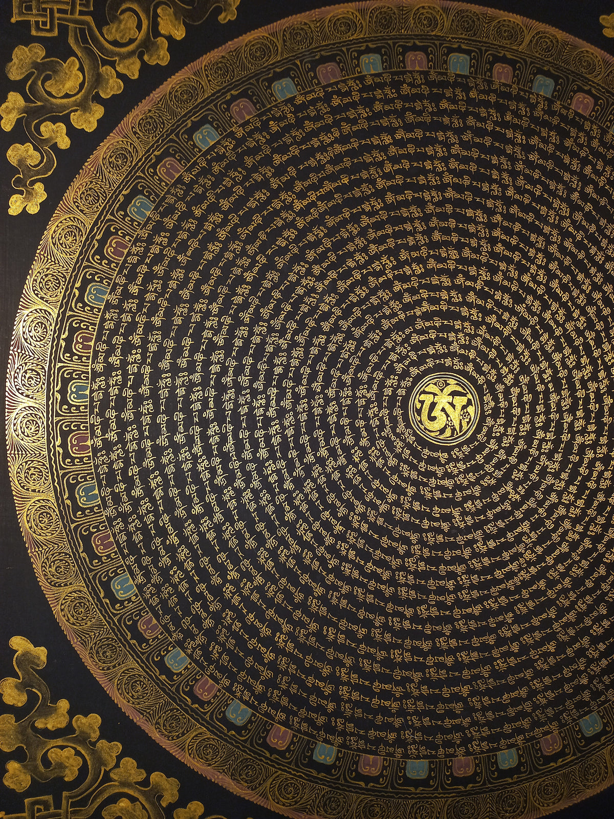 Chenrezig  Mantra Mandala | Hand-Painted Fine Thangka | Sacred Buddhist Art from Nepal
