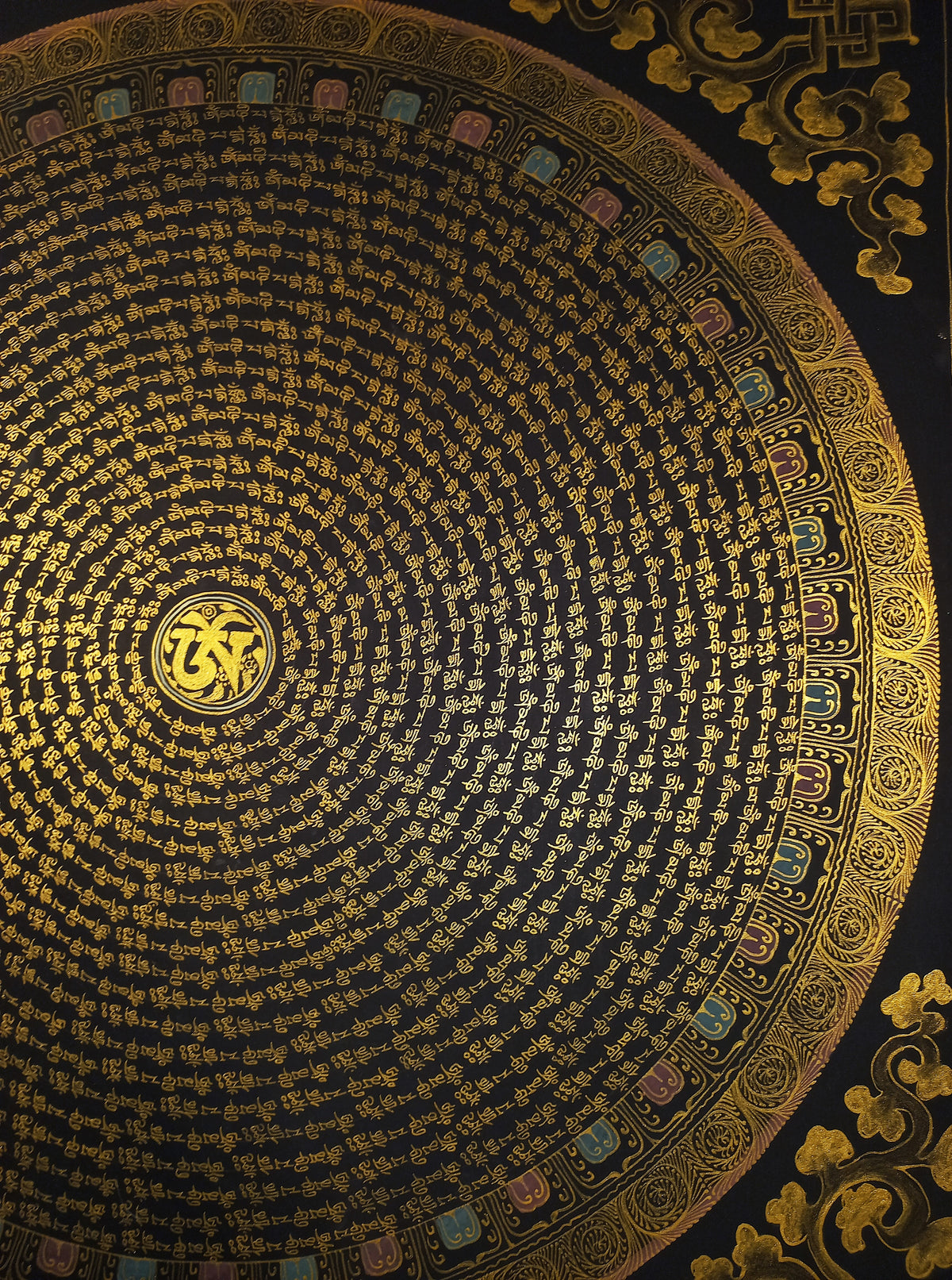 Chenrezig  Mantra Mandala | Hand-Painted Fine Thangka | Sacred Buddhist Art from Nepal