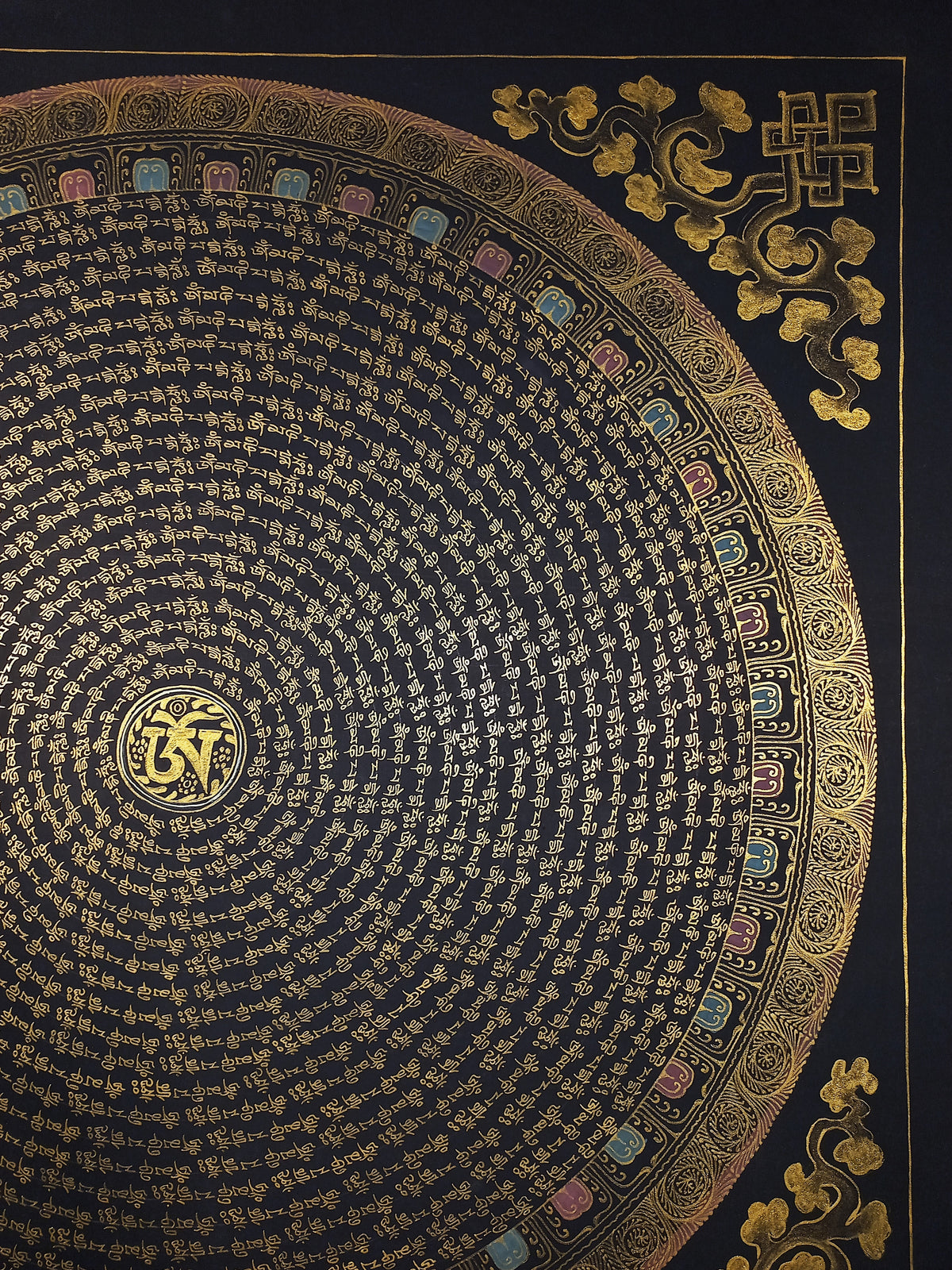 Chenrezig  Mantra Mandala | Hand-Painted Fine Thangka | Sacred Buddhist Art from Nepal