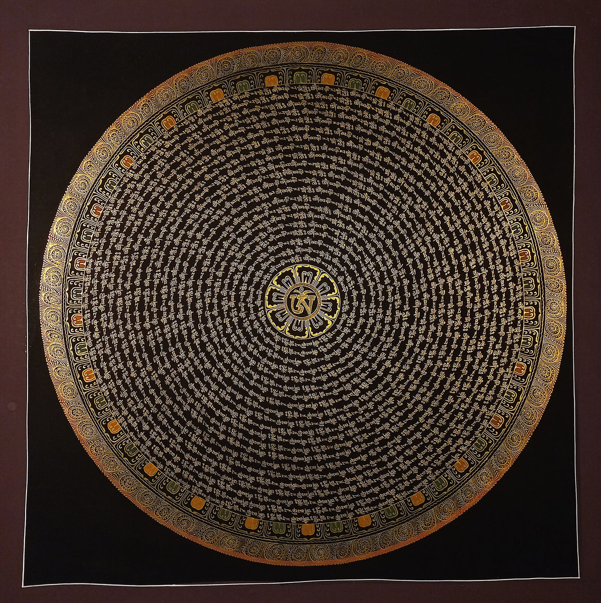 Chenrezig  Mantra Mandala | Hand-Painted Fine Thangka | Sacred Buddhist Art from Nepal