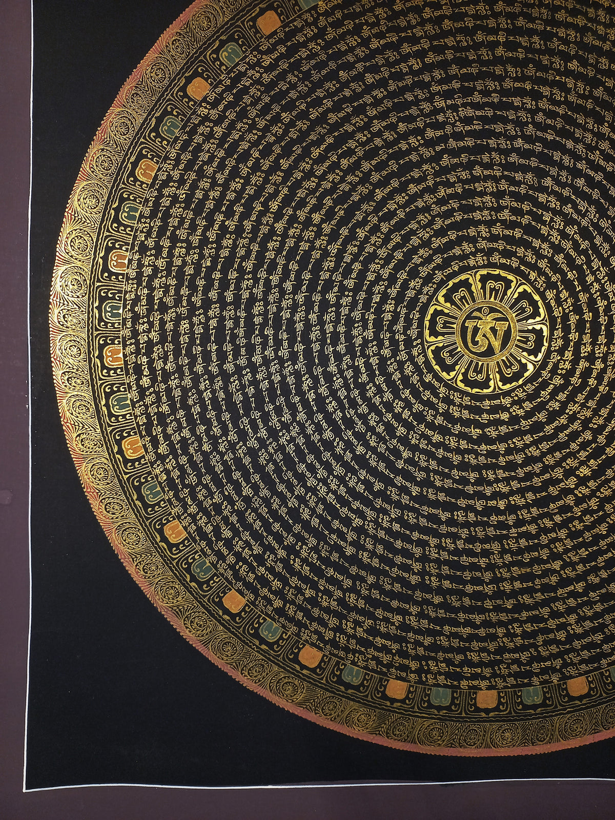 Chenrezig  Mantra Mandala | Hand-Painted Fine Thangka | Sacred Buddhist Art from Nepal