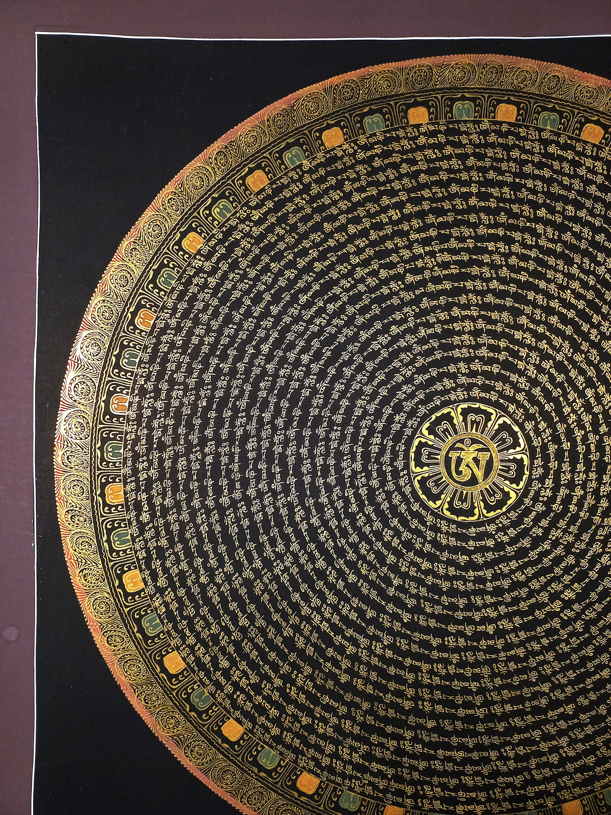 Chenrezig  Mantra Mandala | Hand-Painted Fine Thangka | Sacred Buddhist Art from Nepal