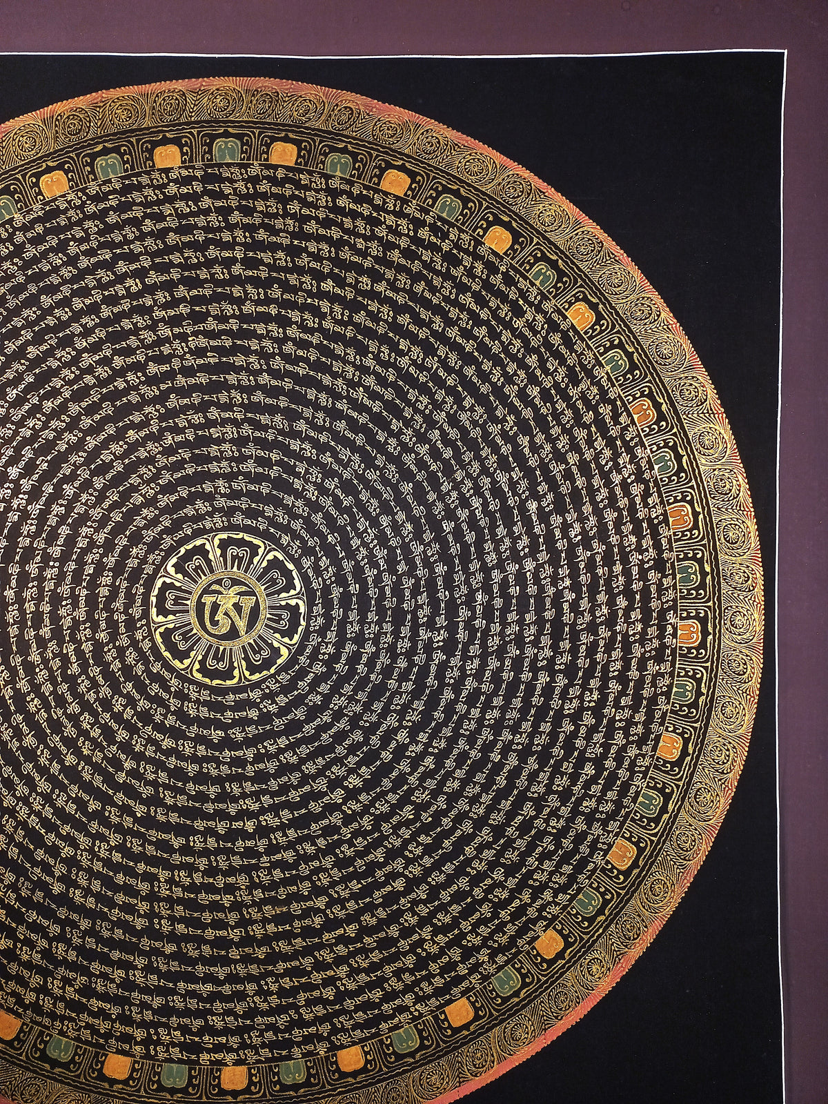 Chenrezig  Mantra Mandala | Hand-Painted Fine Thangka | Sacred Buddhist Art from Nepal