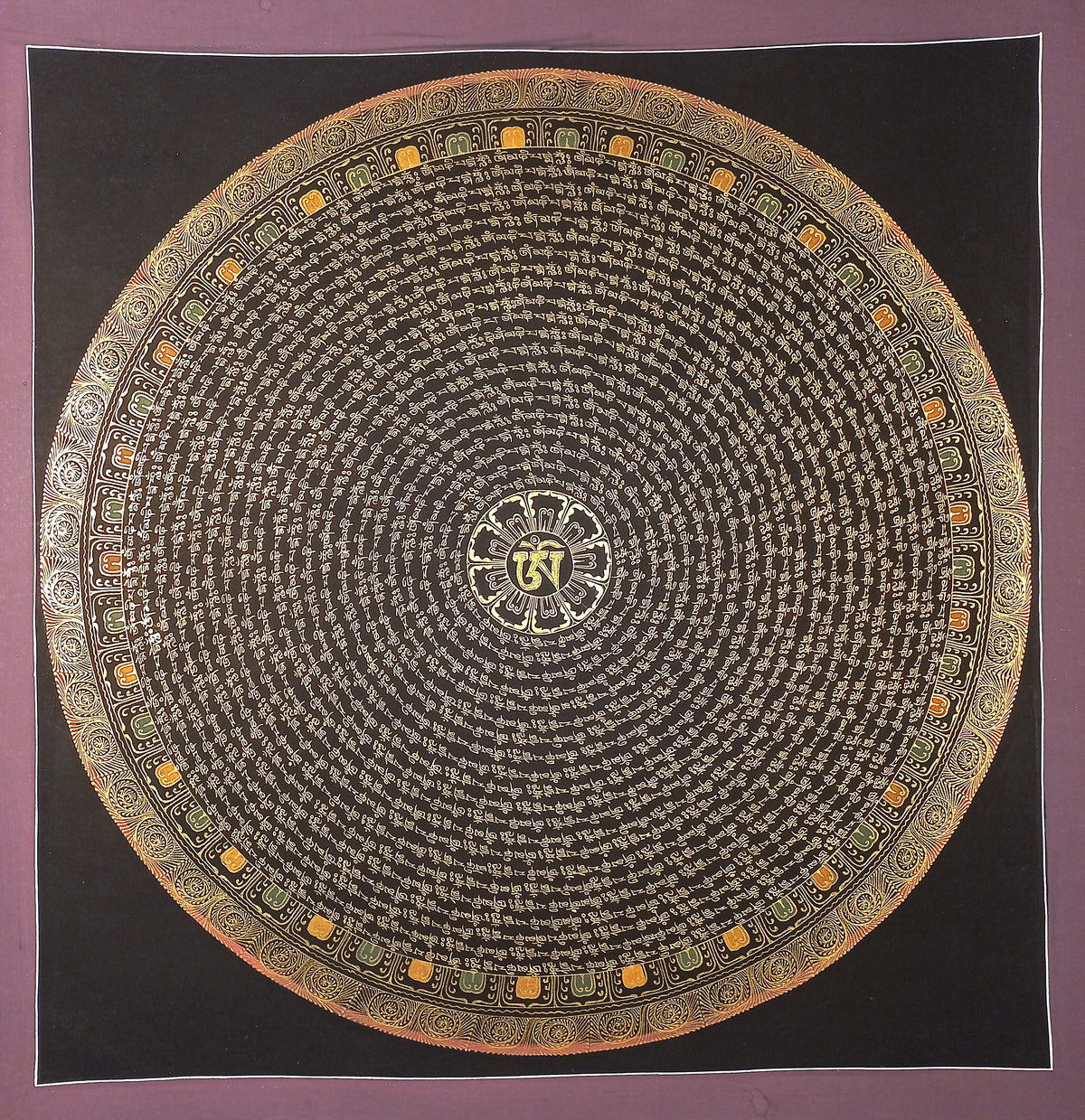Chenrezig  Mantra Mandala | Hand-Painted Fine Thangka | Sacred Buddhist Art from Nepal