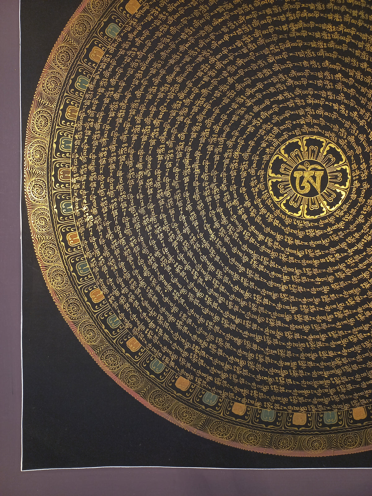 Chenrezig  Mantra Mandala | Hand-Painted Fine Thangka | Sacred Buddhist Art from Nepal