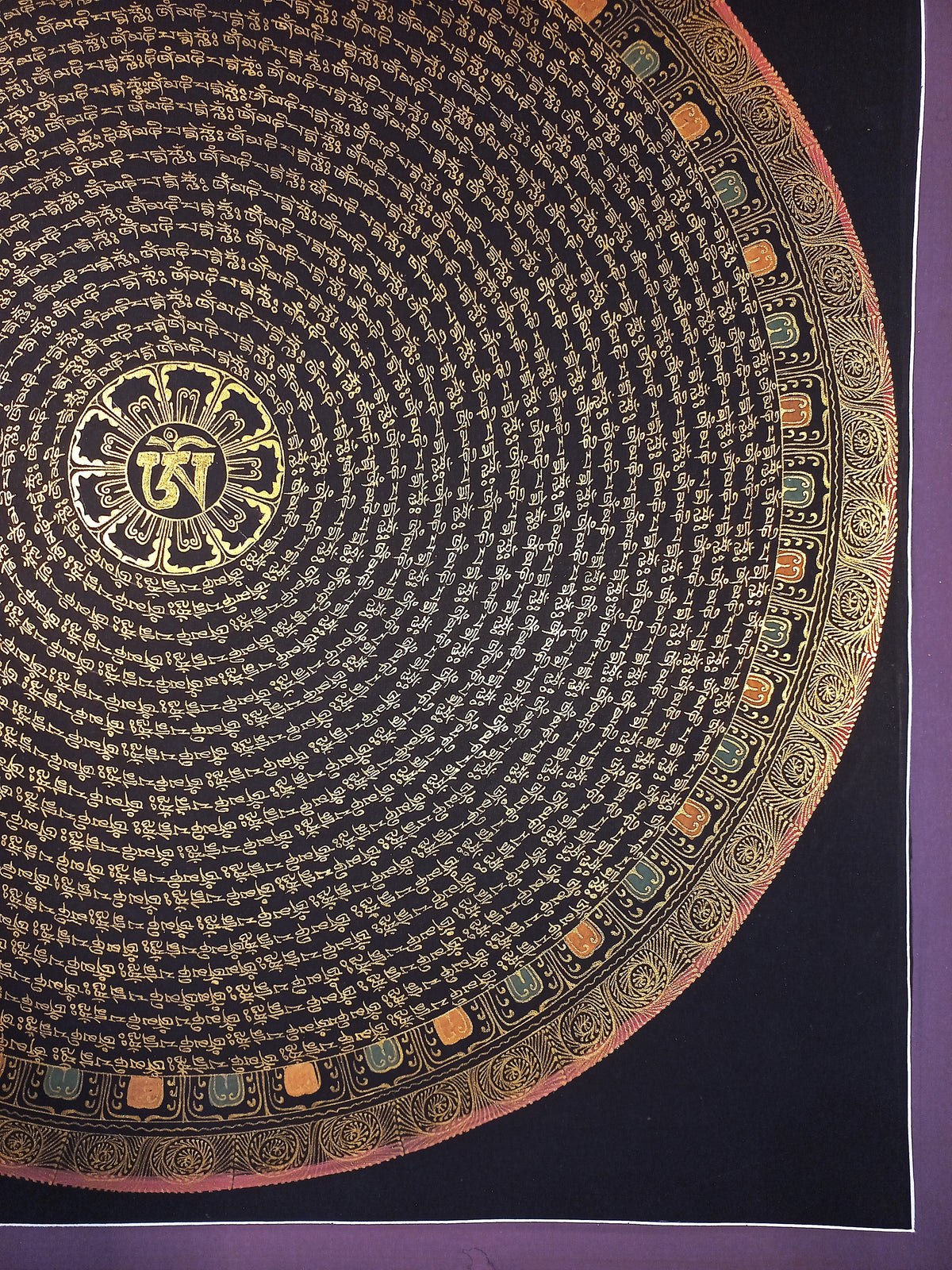 Chenrezig  Mantra Mandala | Hand-Painted Fine Thangka | Sacred Buddhist Art from Nepal