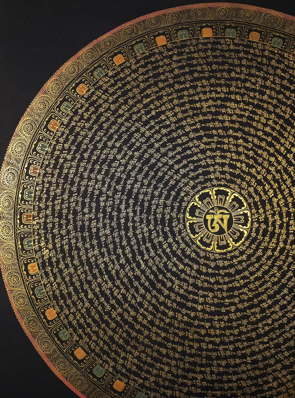 Chenrezig  Mantra Mandala | Hand-Painted Fine Thangka | Sacred Buddhist Art from Nepal