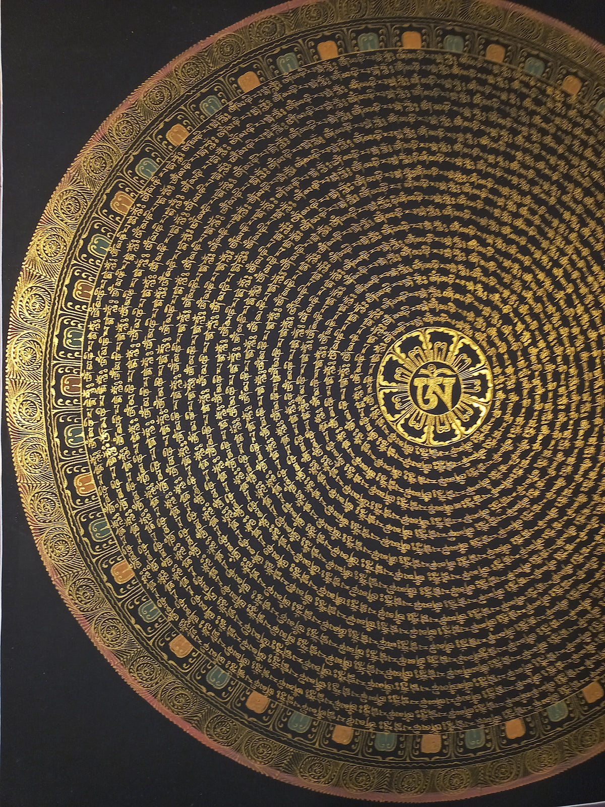 Chenrezig  Mantra Mandala | Hand-Painted Fine Thangka | Sacred Buddhist Art from Nepal