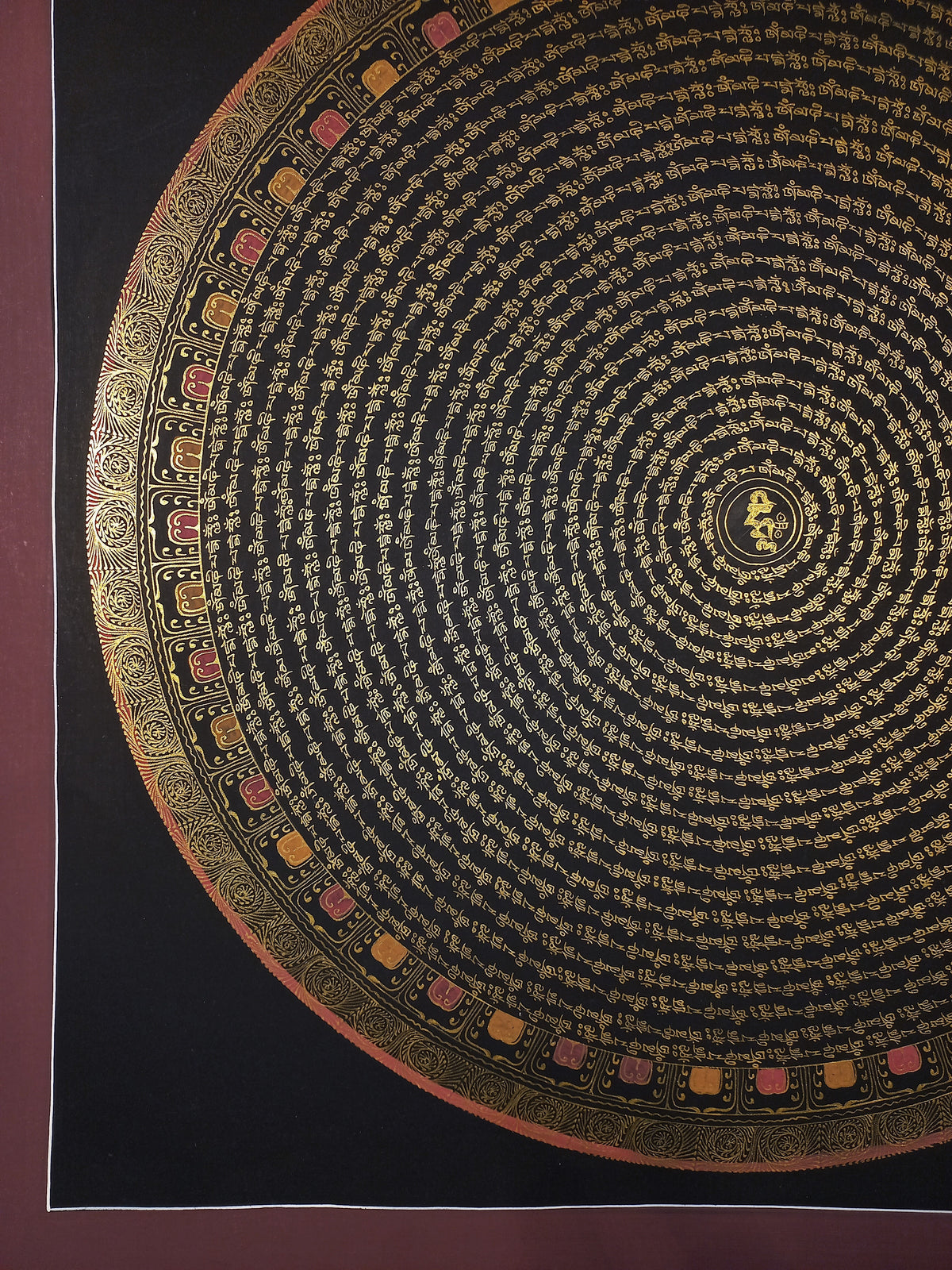 Chenrezig  Mantra Mandala | Hand-Painted Fine Thangka | Sacred Buddhist Art from Nepal