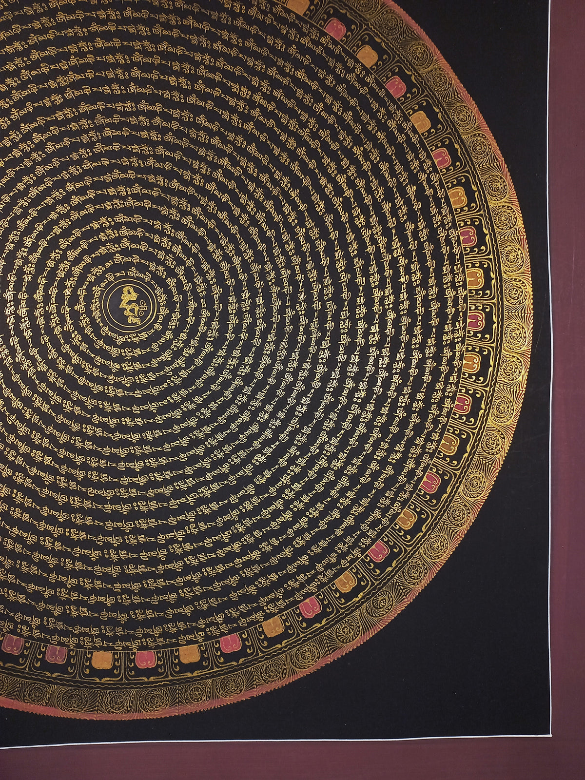 Chenrezig  Mantra Mandala | Hand-Painted Fine Thangka | Sacred Buddhist Art from Nepal