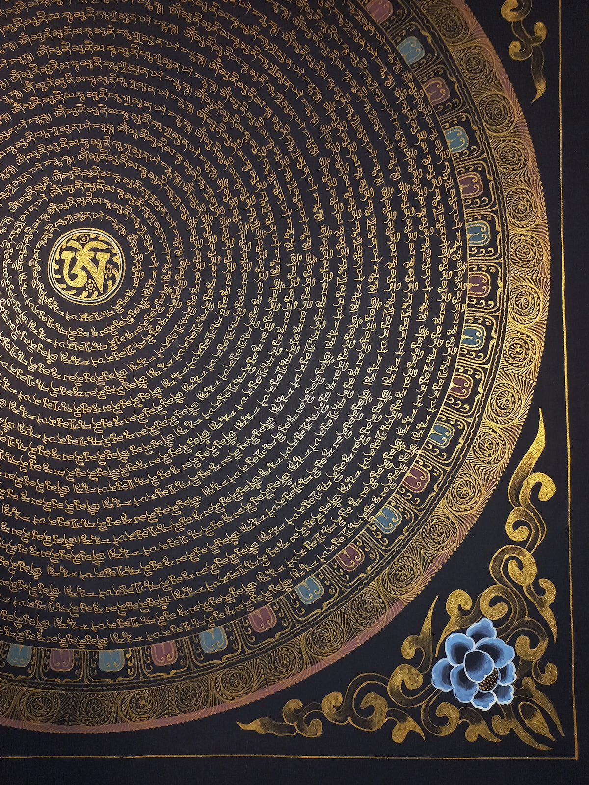 Shakyamuni Buddha Mantra Mandala | Hand-Painted Fine Thangka | Sacred Buddhist Art from Nepal