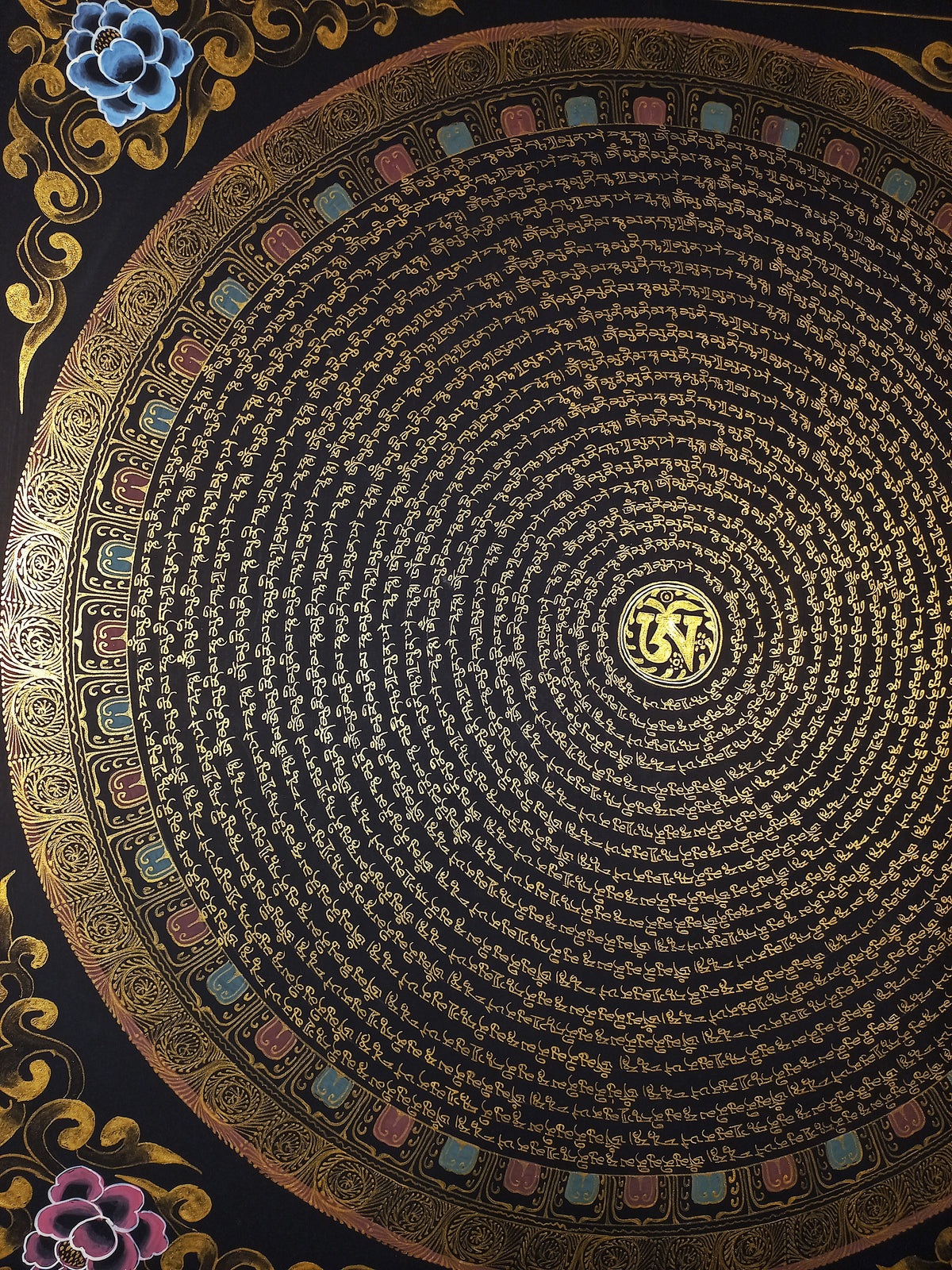 Shakyamuni Buddha Mantra Mandala | Hand-Painted Fine Thangka | Sacred Buddhist Art from Nepal